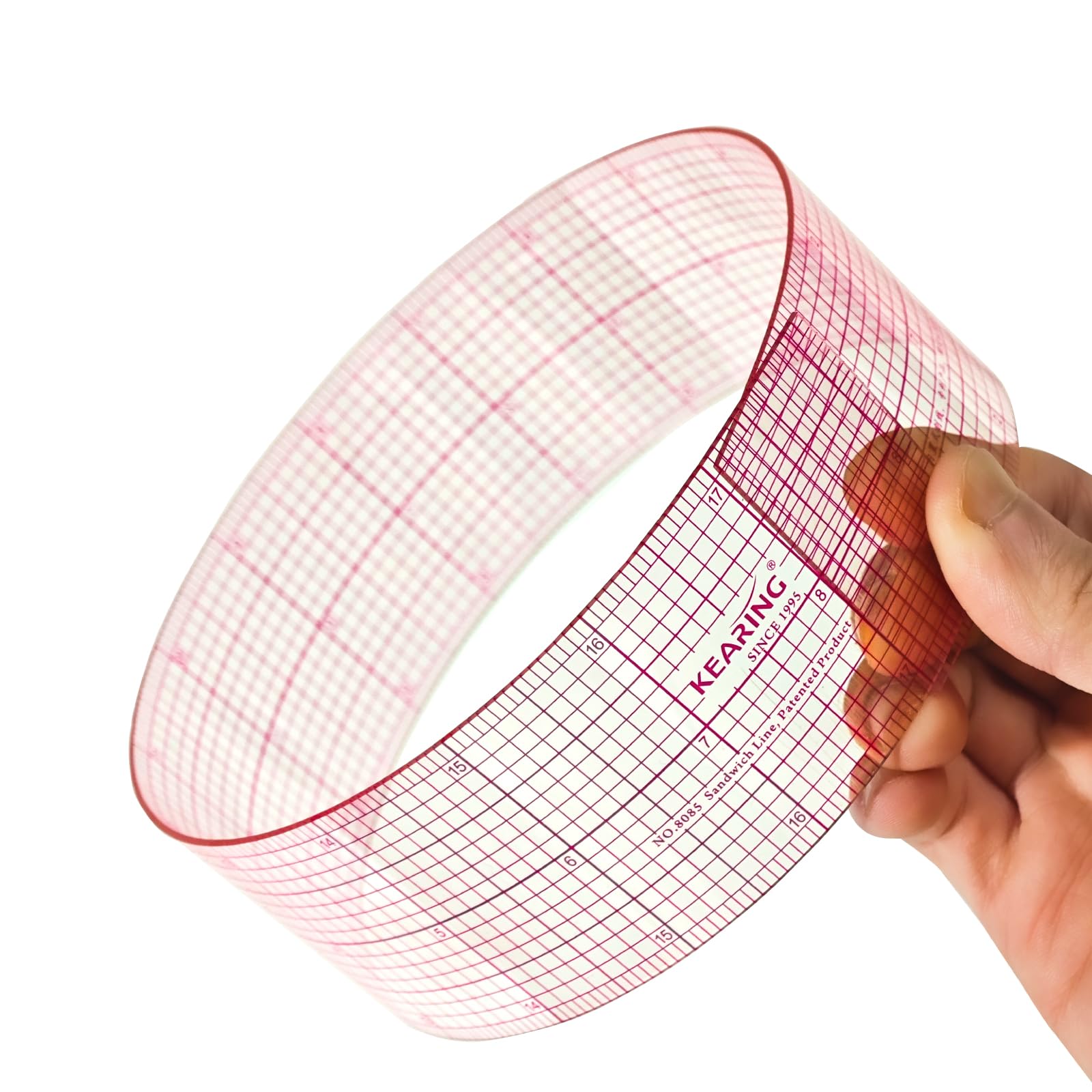 KEARING Clear Sewing Graph Ruler, Sandwich Line, 2 x 18" Transparent Pattern Making Dressmaking Ruler for Sewing and Quilting - Image 3