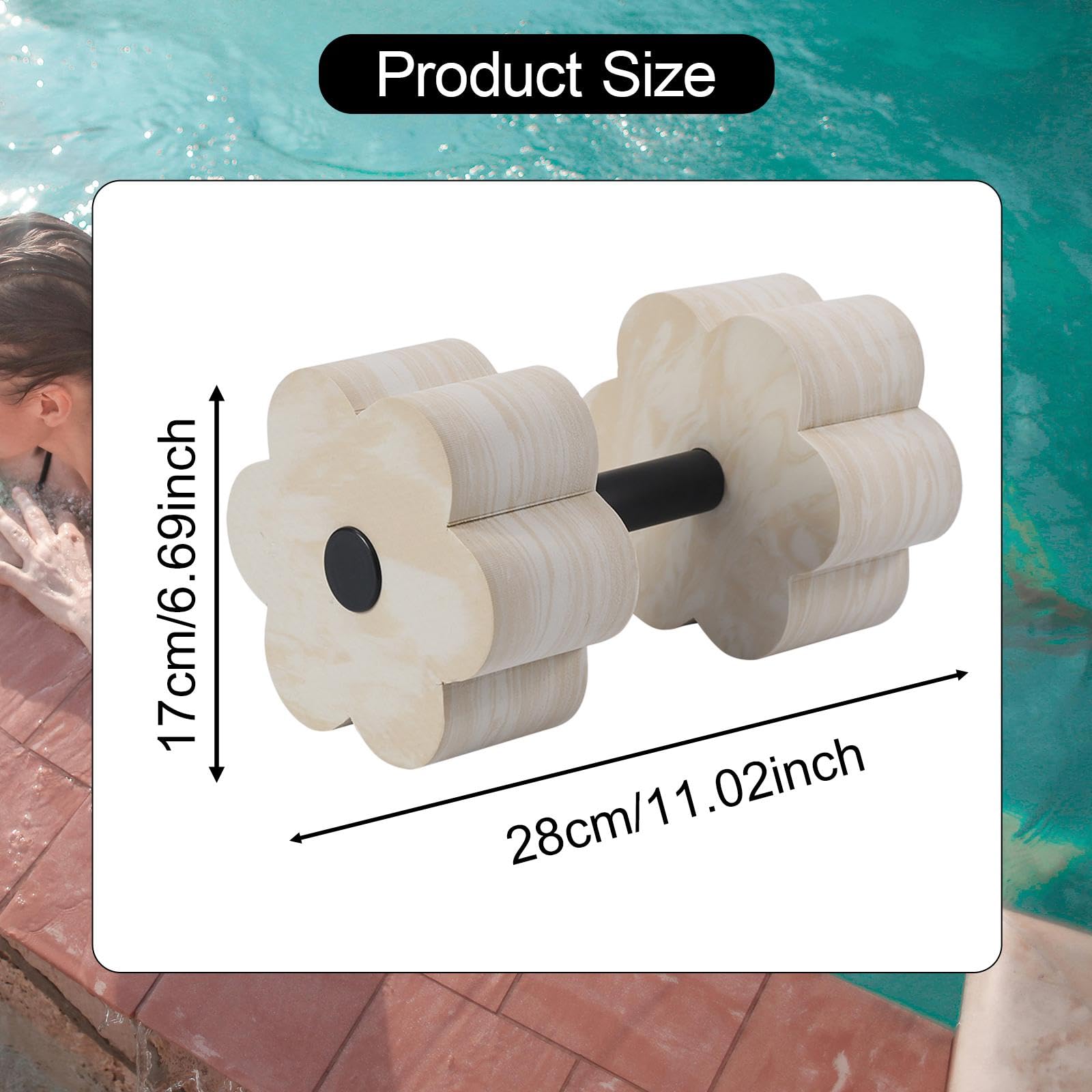 Colaxi Pool Exercise Dumbbell Water Sports Aerobic Equipment, Foam Dumbbell, Strengthening Upper Body, Men Women Pool Fitness, Beige