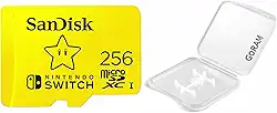 (1 pacote) SanDisk 256GB MicroSD Nintendo Switch Micro SDXC Cartão de memória para Switch & Switch Lite SDSQXAO-256G Pacote com (1) capa de plástico GoRAM