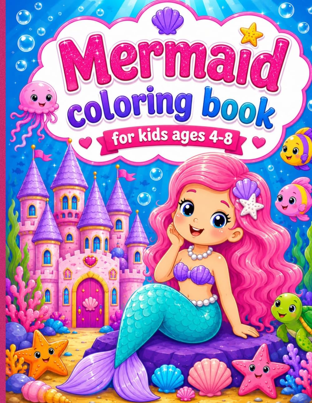 Mermaid Coloring Book for Kids ages 4-8: Cute Underwater Adventures with Mermaids, Dolphins, and Sea Friends