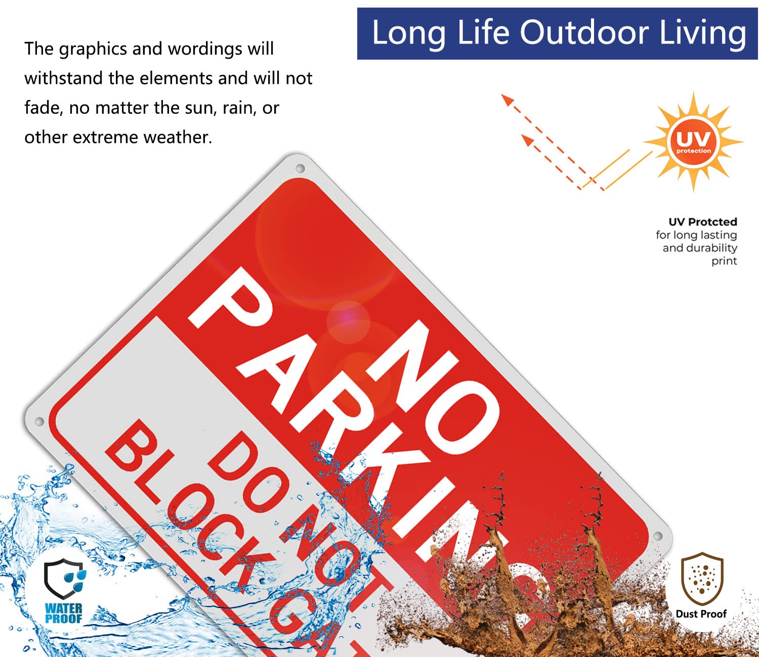 Lot De 2 Panneaux De Portail « No Parking Do Not Block » 25,4