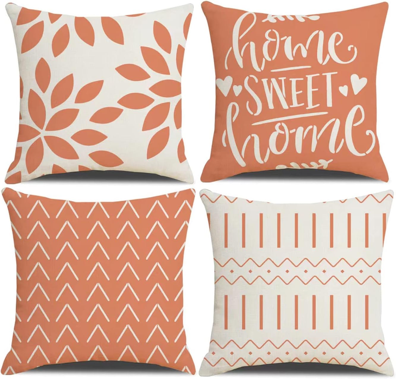 Homefeelzydys Throw Pillow Covers 20x20 Inch, Pillow Covers 20x20,Squar Pillow Covers Set of 4 Boho Modern Farmhouse Neutral Decorative Pillowcases Linen Cushion Case for Couch, Bed, Home Decor