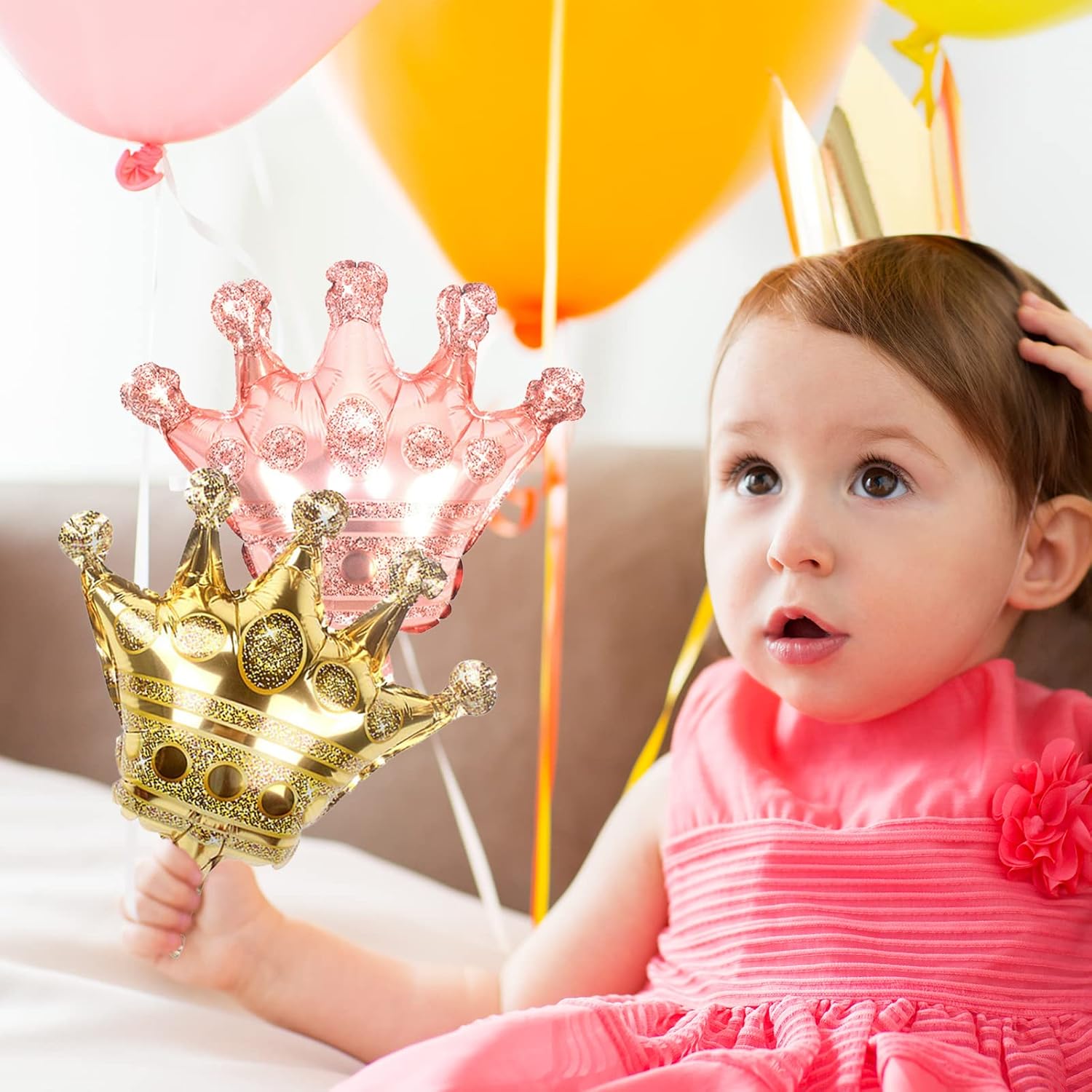 10pcs Mini Crown Balloons Foil Inflatable, Jubilee Decorations 2022