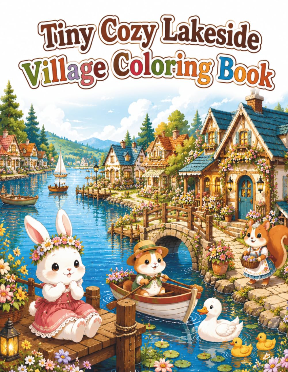 Tiny Cozy Lakeside Village Coloring Book: Cute and Easy Coloring Pages Featuring Adorable Animal Neighbors, Charming Lakeside Cottages, Peaceful ... Cottagecore Scenes for Adults and Teens