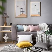 Vista 95 de 2 fundas para cojín decorativo de terciopelo con pompones