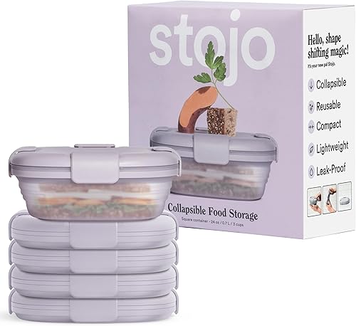 Miniatura 22 de STOJO Caja de sándwiches plegable – 24 onzas, recipiente reutilizable de almacenamiento de alimentos, cuenco de silicona para alimentos Aguamarina