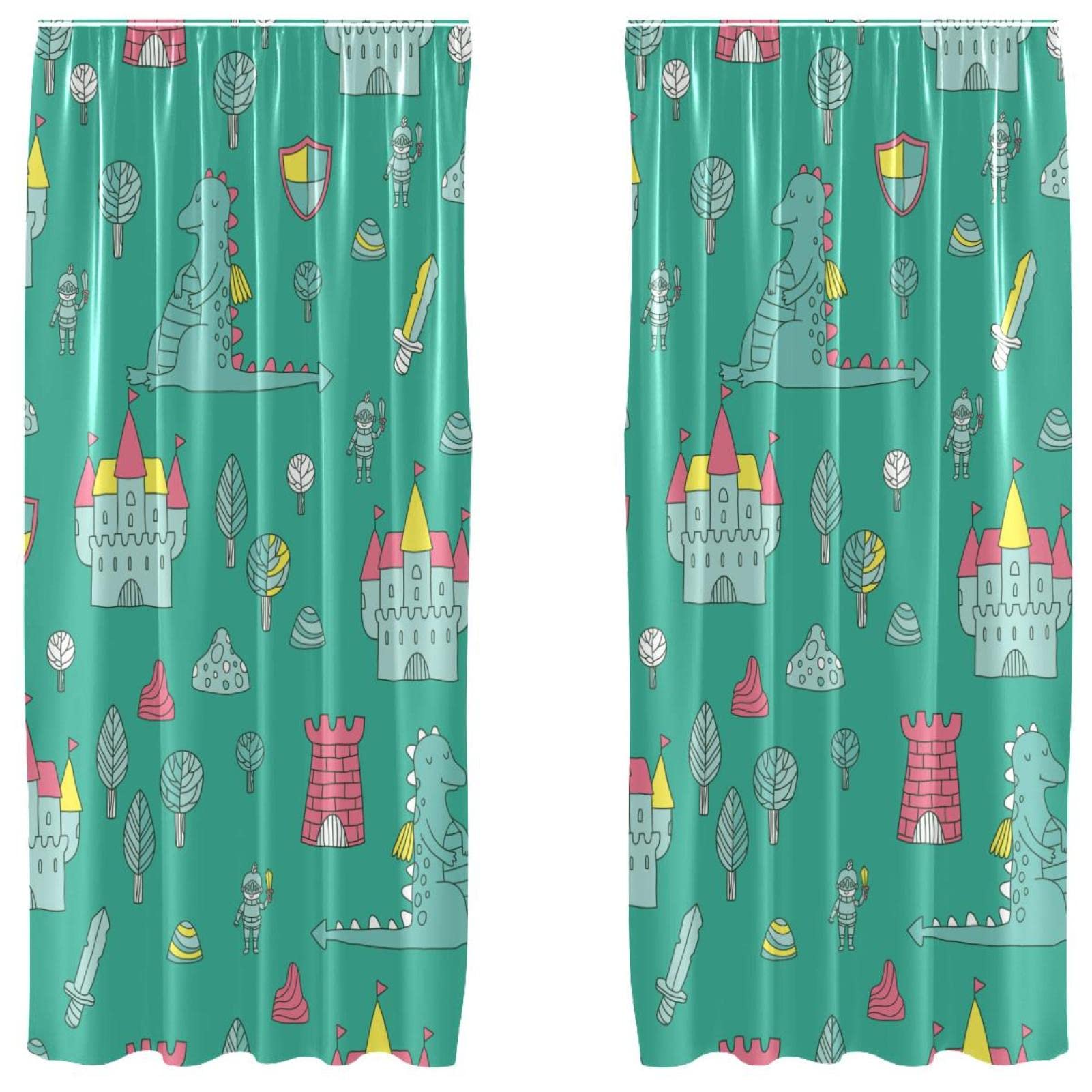 Rideaux de fenêtre de salon motif dinosaure mignon, parfaits pour la chambre à coucher en lot de 2