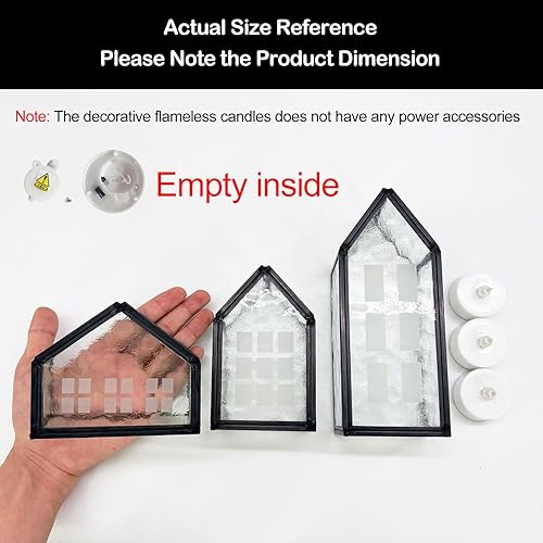 Miniatura 2 de Decoraciones de mesa de Navidad, juego de 3 portavelas de cristal con marco de metal de cobre, decoraciones de invierno para centro de mesa,