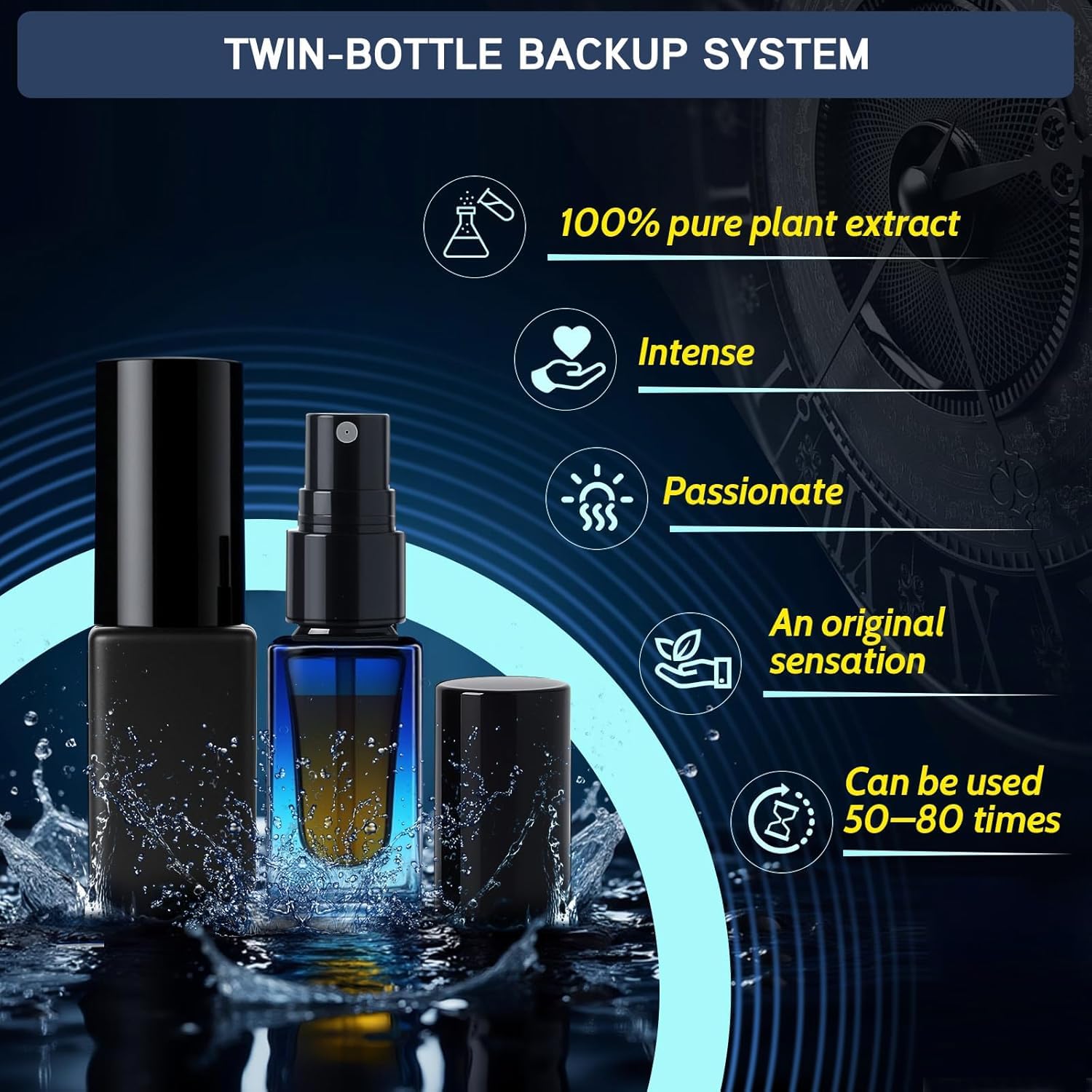 Pack de 2 Spray Retardante para Hombres – Fórmula Herbolaria para Control de Sensibilidad,retardante eyaculación hombre, delay spray Apoyo de Duración Prolongada, Sin Efecto Adormecedor