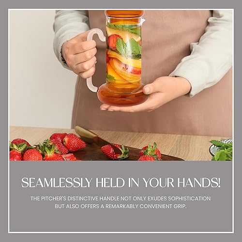 Miniatura 3 de elle decor Juego de jarra de noche, jarra de 32 onzas con taza, vaso que se dobla como tapa, hecho de vidrio de borosilicato, para habitación de