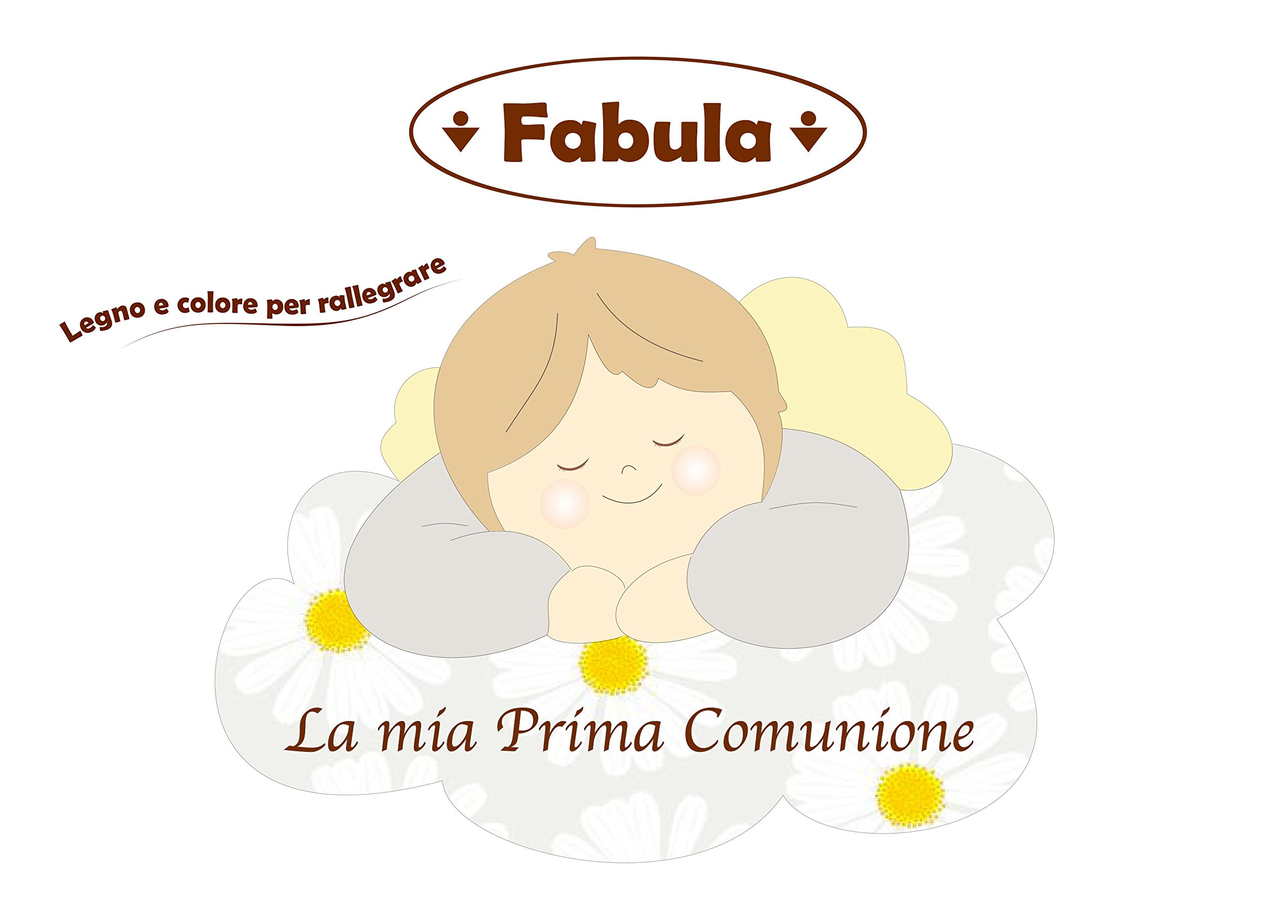 Fabula Prima Comunione - Album per Foto Formato 24x30 Bimba Tau - Copertina Rigida 251 Corda con Applicazioni in Legno - cod. 160021