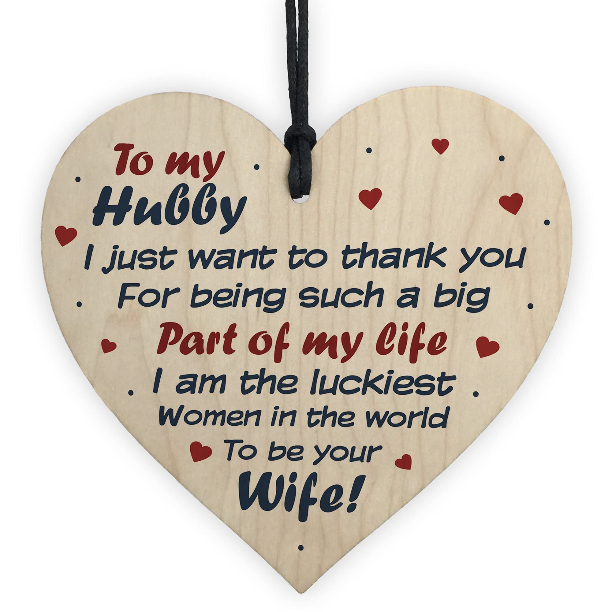 Red Ocean Anniversary Birthday Gift For Husband Hubby Novelty Wooden Heart Gift From Wife Gift For Him