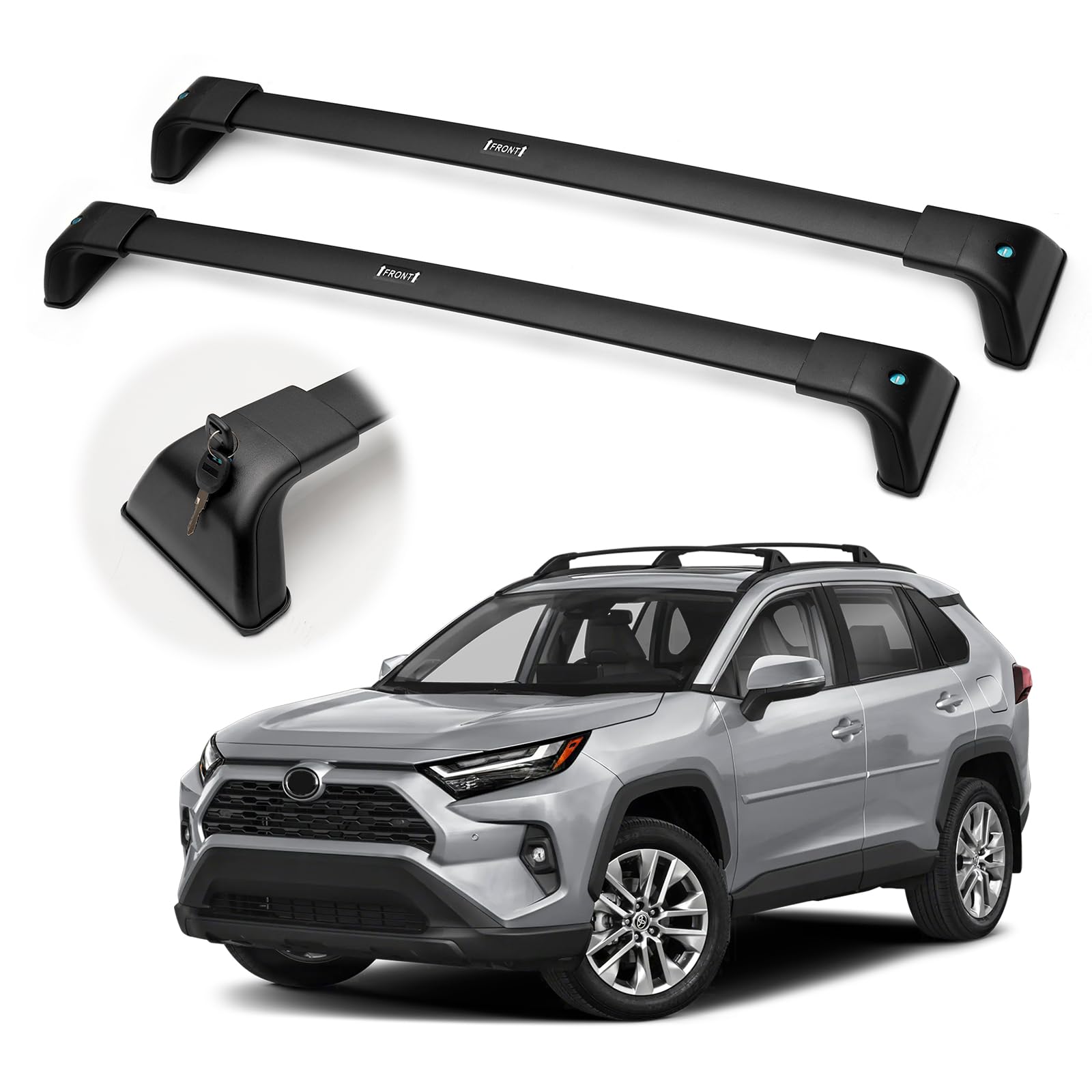 300LBS Lockable Roof Rack Cross Bars Compatible with 4Runner 2025 2026, Anti-Theft Design Heavy Duty Matte Aluminum Roof Rail Crossbars with Raised Side Rails, Rooftop Cargo Carrier Luggage — view 12