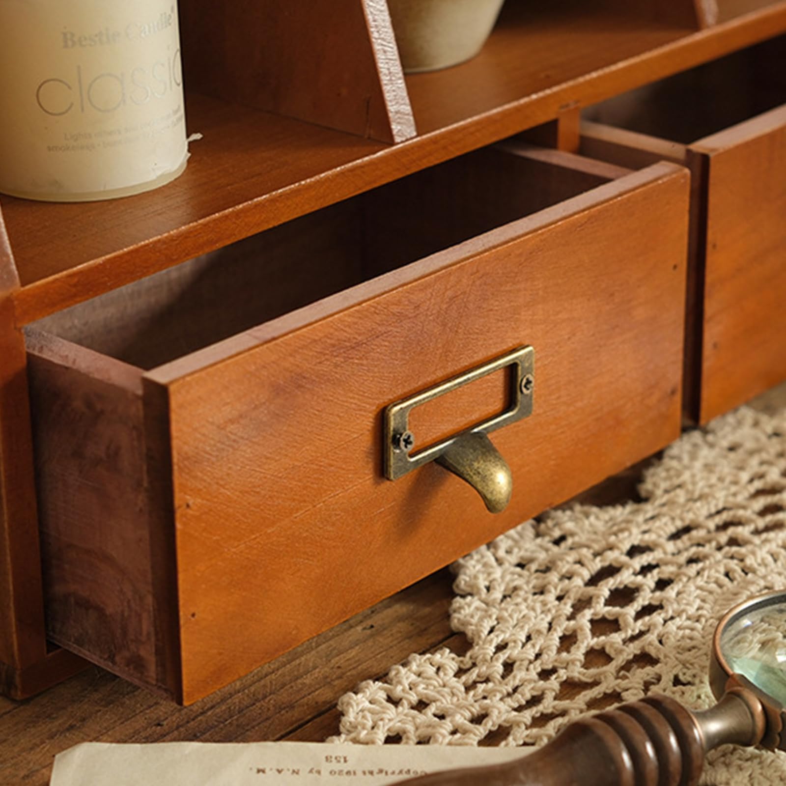 Robusti organizzatori per cassetti in Legno preassemblati per scaffali da scrivania, Ripiani da appoggio, Accessori per scrivania da Ufficio