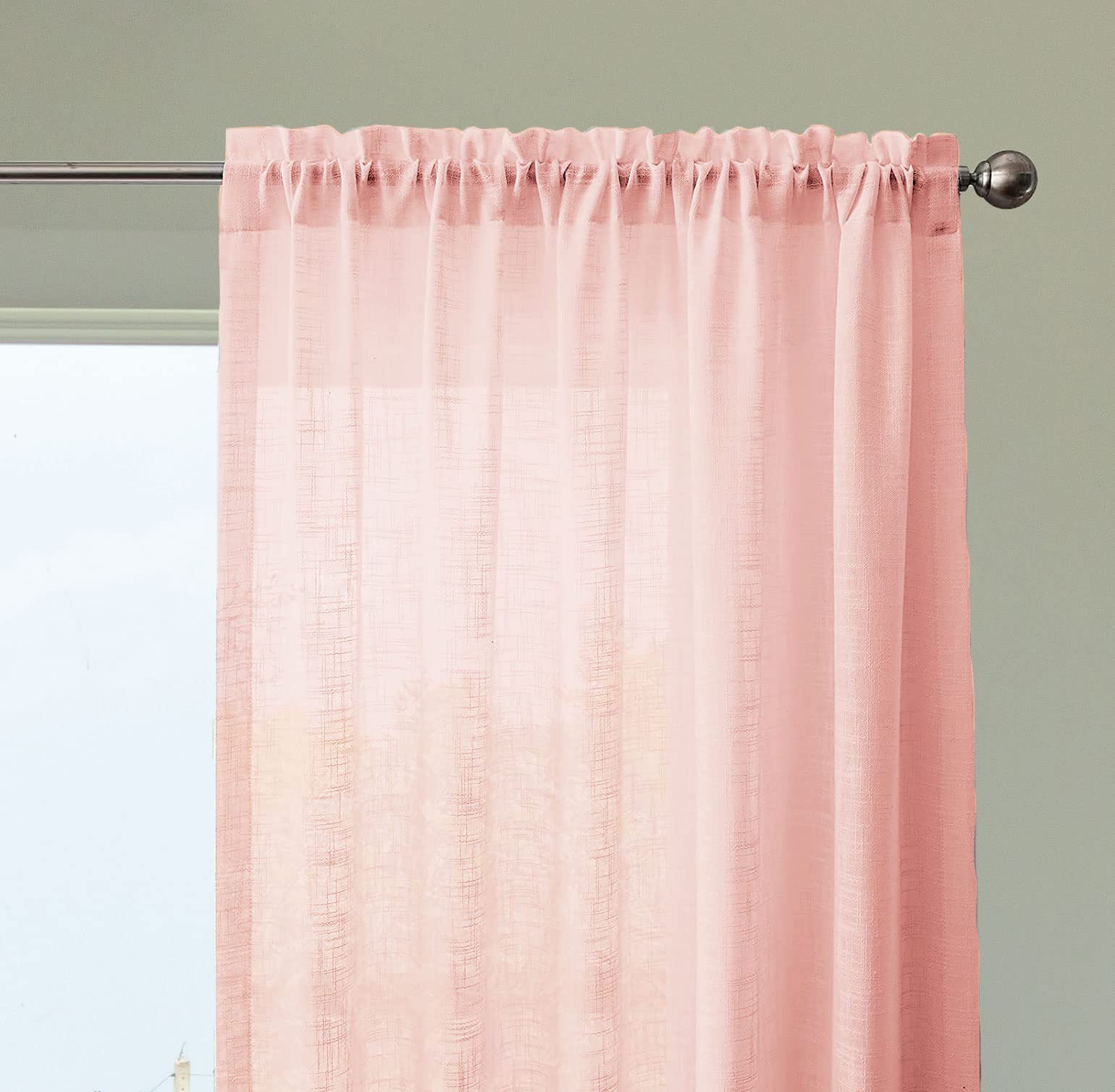HOMEMONDE Cotton Sheer Curtains with Rod Pocket Set of 2 - Living Room, Office Decoration, 6 Feet, Baby Pink - Solid