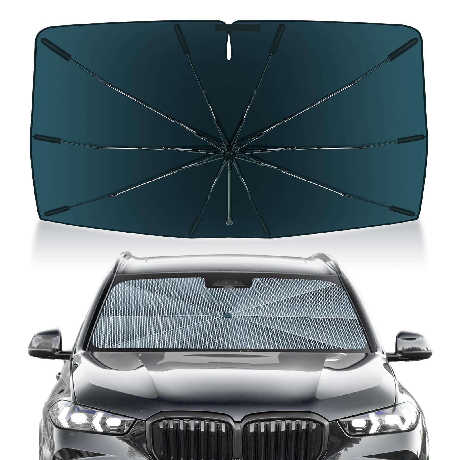 Autorder Windshield Sun Shade Umbrella for 2019-2026 BMW X5 Accessories,Upgraded Ice Crystal Material,Easy Setup Umbrella Sunshade for Car Windshield,100% Sun Blocking