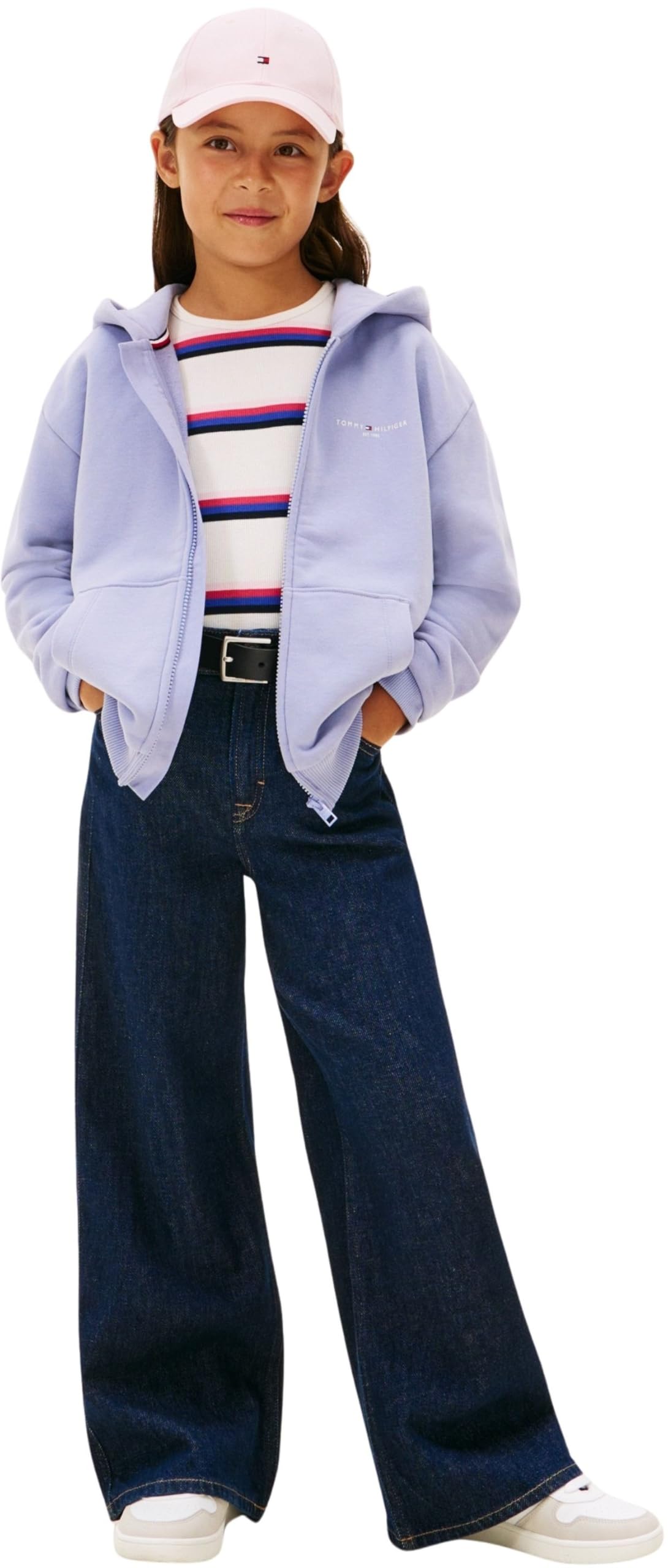Tommy Hilfiger Hoodie con Cremallera Infantil Unisex Mini Corp y bajo de canalé, Morado (Periwinkle Dusk), 80