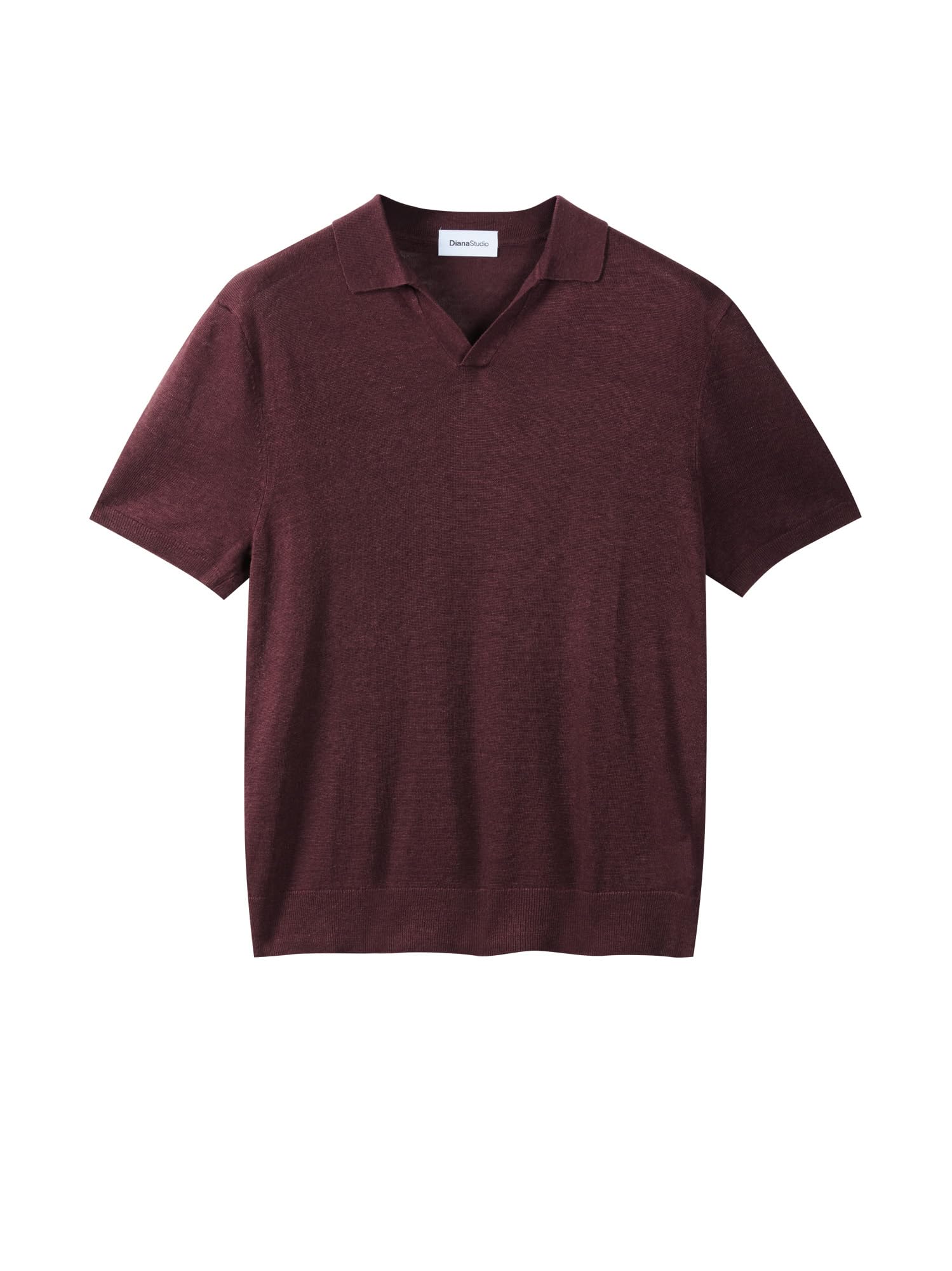Diana Studio - Polo Senza Bottoni Rasata in Maglia, Uomo, 100% Lino, Maniche Corte, Casual Fit