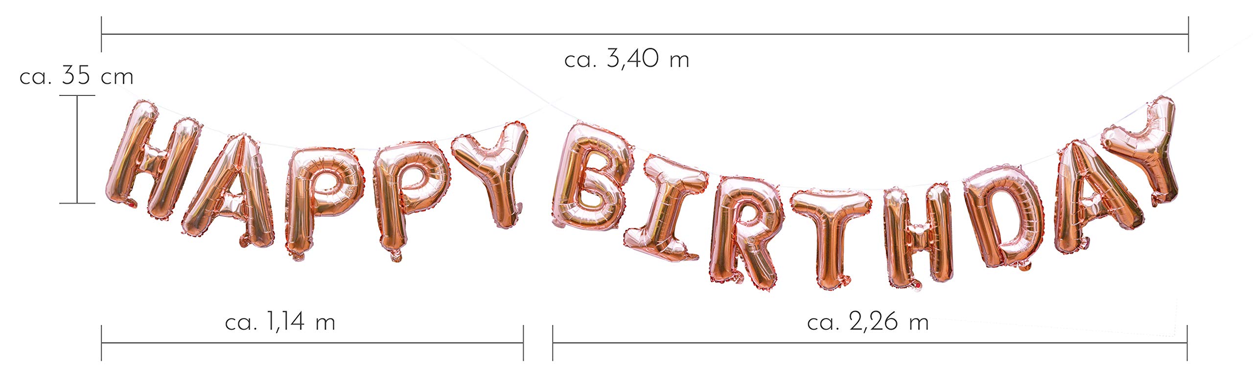 Happy Birthday Folienballon-Banner – Rose Gold, 13 Buchstaben, Je 40,6 Cm, Partydeko