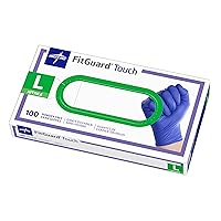 Vista 1 de Medline FITGUARD Touch - Guantes de nitrilo para examen, 100 unidades, grandes, sin polvo, desechables, no hechos con látex de goma natural