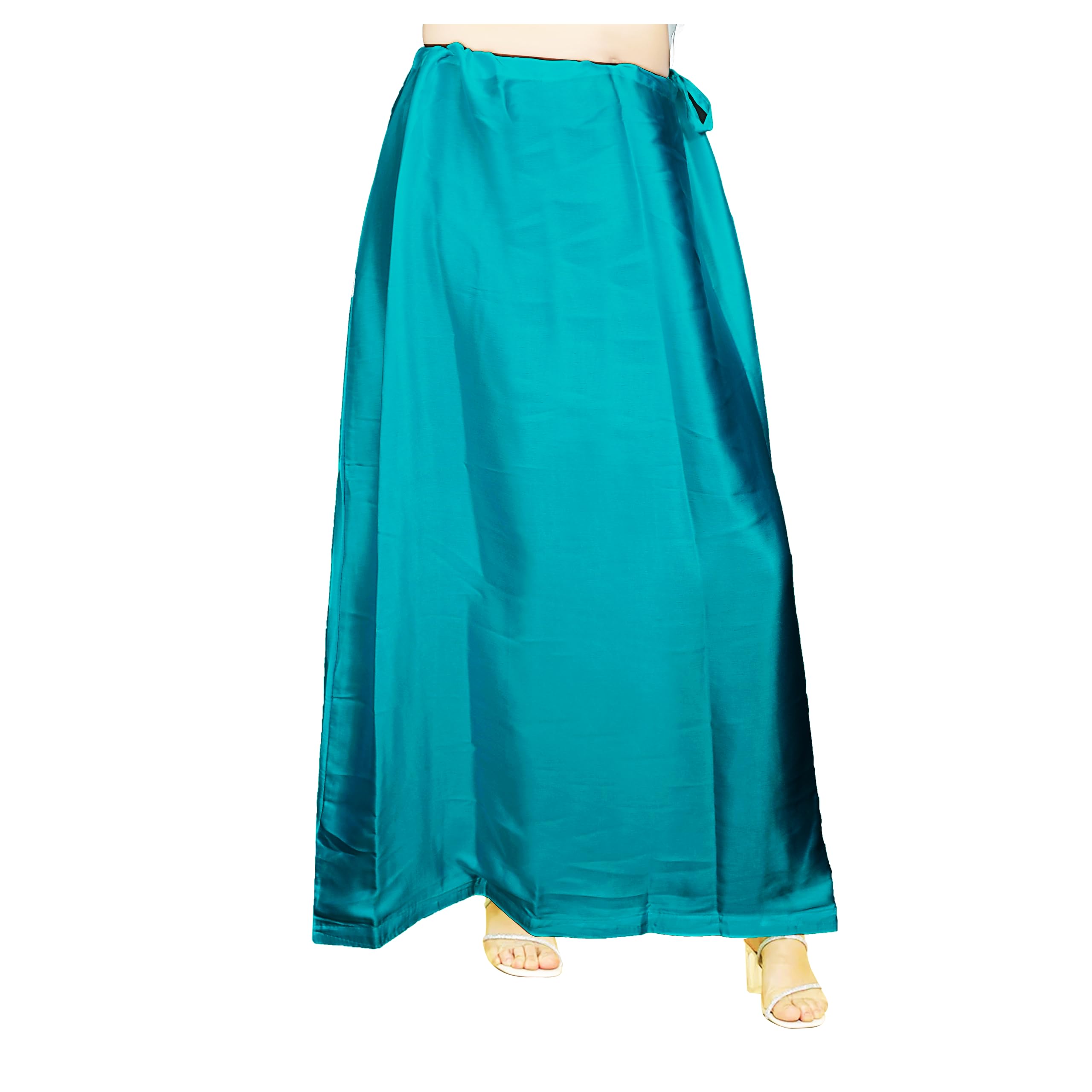 EDZZEL Women's Satin Petticoat Saree Satin Underskirt Sari Satin Silk Petticoat Underwear For Women Teal