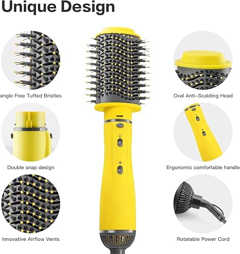 Miniatura 5 de WeChip - Cepillo secador de pelo, peinado voluminizador, secador de pelo desmontable de iones negativos 4 en 1, cepillo secador de pelo para