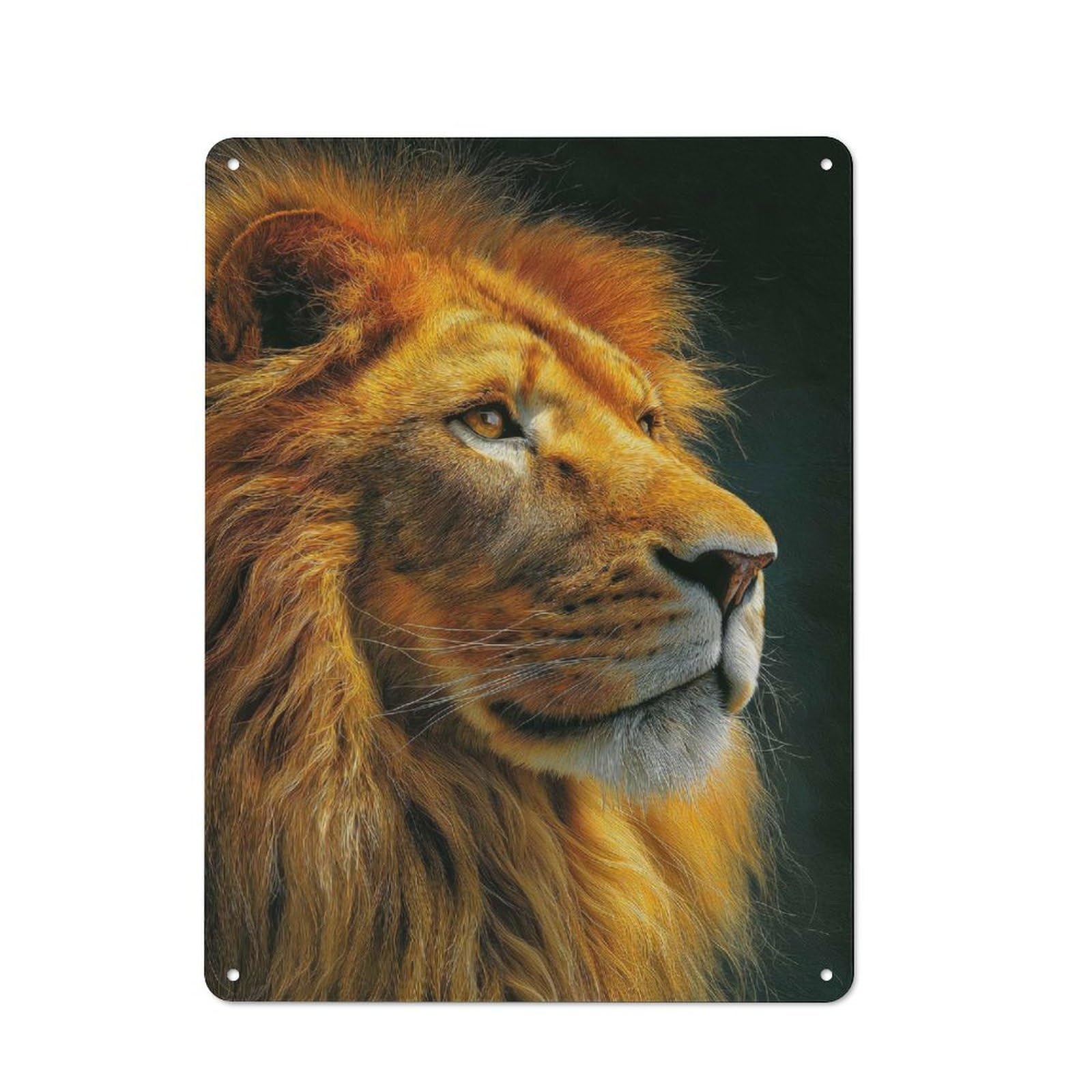 Junmoney Style-6 Majestic Lion Portrait Metal Wall Plaque 40X30cm, Classic Retro Room Decor For Bedroom, Office, Home Bar Or Dining Room
