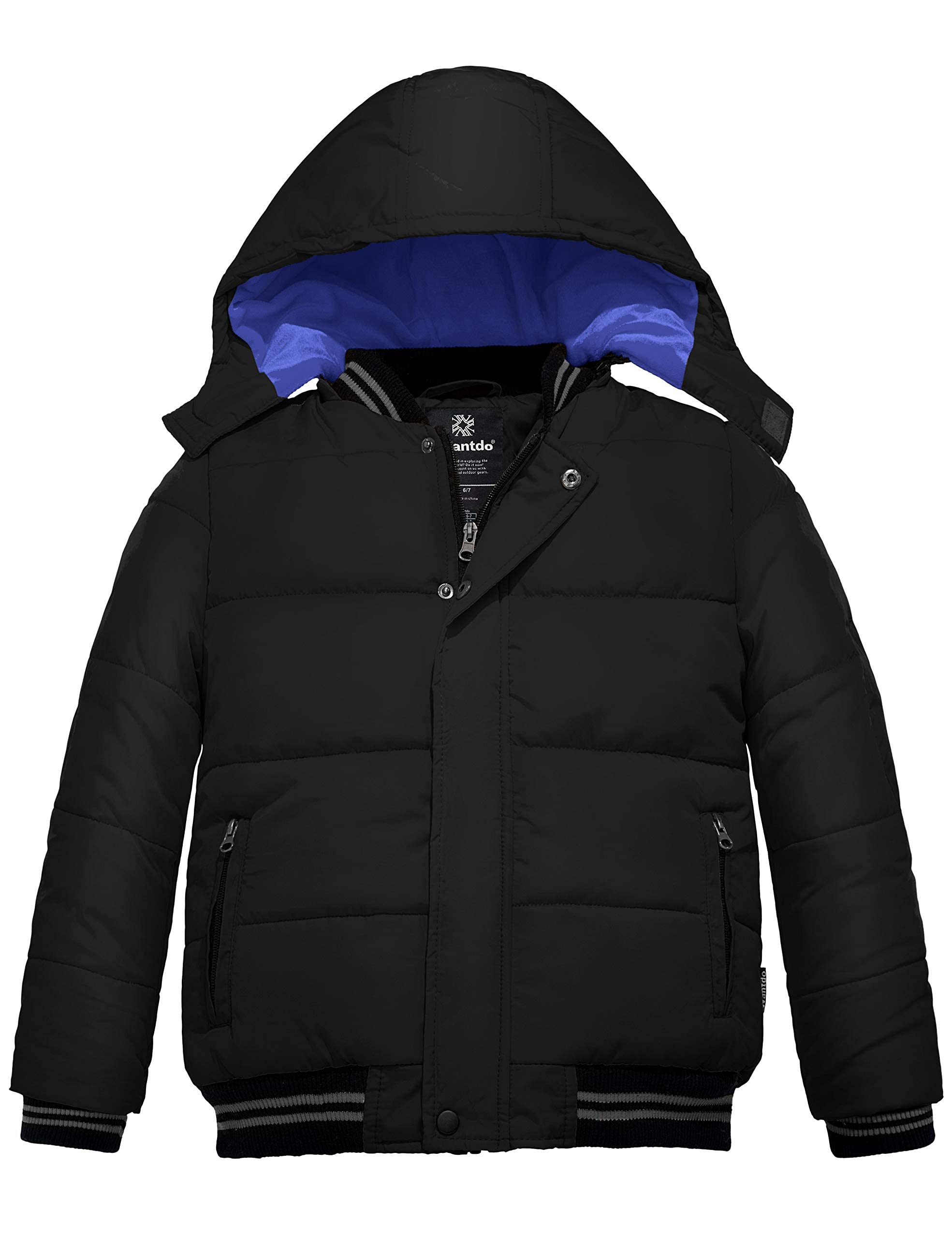 Wantdo Garçon Veste à Capuche Polaire Chaud Veste d'Extérieur d'hiver Manteau Matelassé Veste Rembourrée en Coton Vêtements d'Extérieur de Randonnée