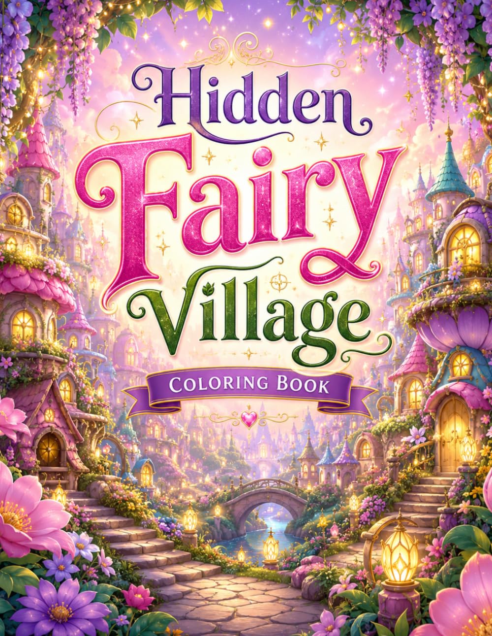 Hidden Fairy Village Coloring Book: Cozy Fantasy Fairy Houses, Enchanted Cottages, Mushroom Homes, Secret Gardens, Magical Neighborhoods and Whimsical Village Escapes for Relaxation and Stress Relief