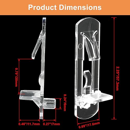 Miniatura 2 de 20 piezas de clavijas de estante de plástico con bloqueo, clavijas de soporte de estante de plástico transparente de 6 mm, 3/4", para agujeros
