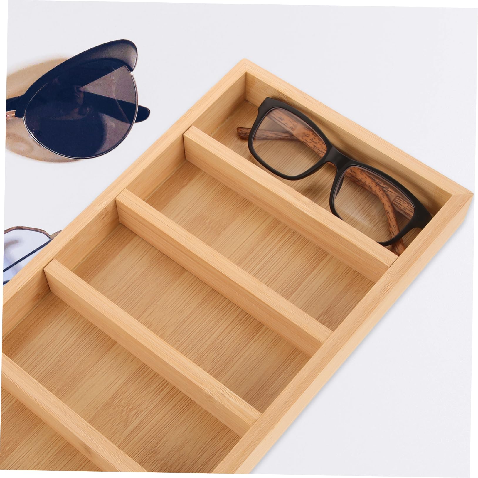 Organizzatore Occhiali da Vista 2 Pezzi in Legno 5 Scomparti