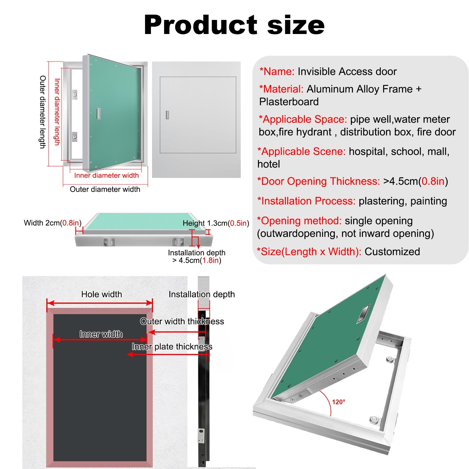 Porta di accesso magnetica per cartongesso, pannello nascosto per impianti idraulici e riscaldamento, facile accesso ai cavi nascosti, design galvanizzato, perfetto per la ristrutturazione della casa
