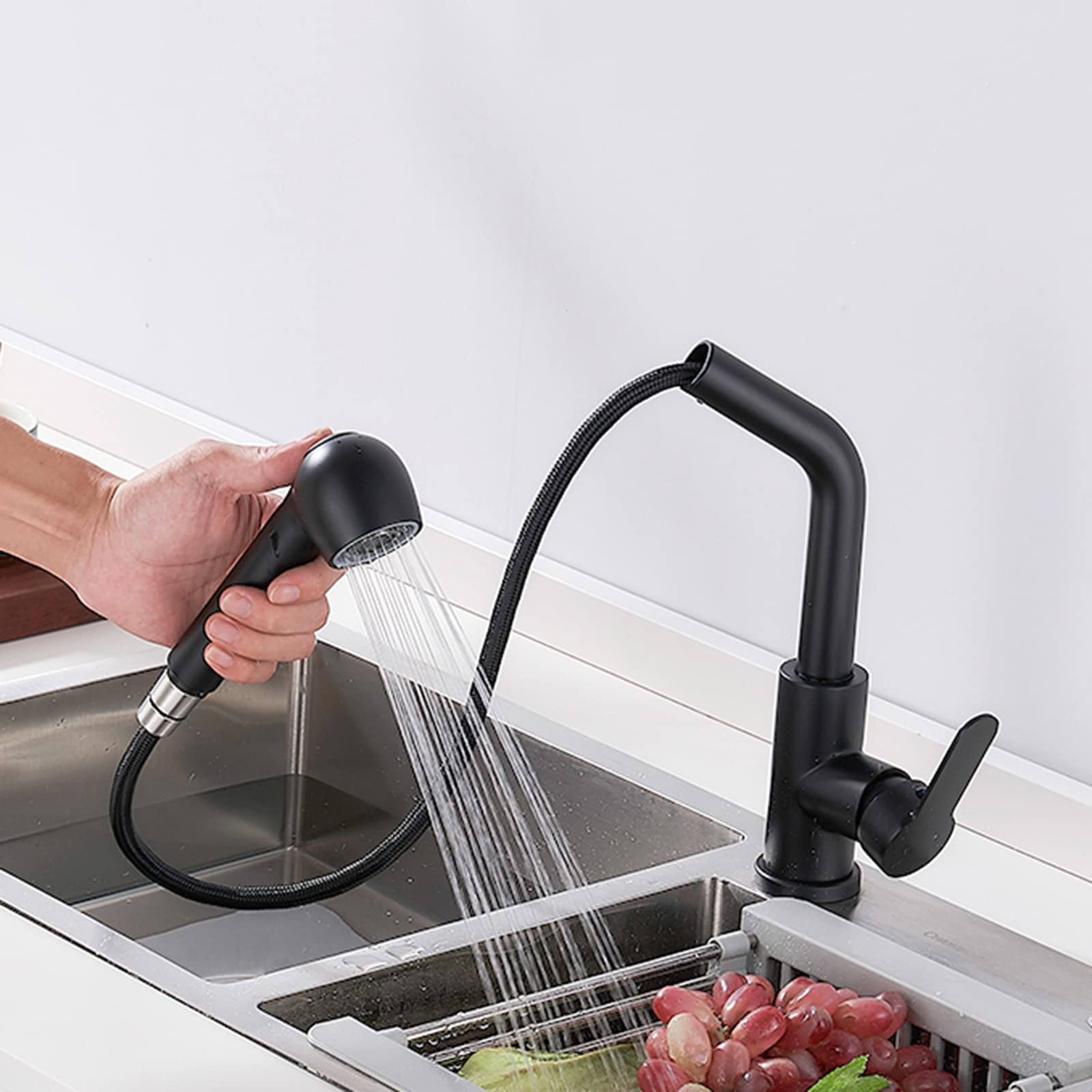 Grifo de Cocina extraíble, Monomando de Acero Inoxidable para Agua fría y Caliente, Grifo de Fregadero con caño Giratorio, Multifuncional para cocinas Modernas.