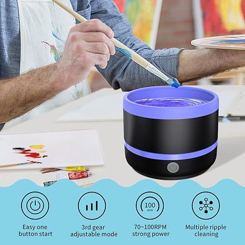 Miniatura 3 de YAGHVEO Limpiador de pinceles de pintura eléctrica, taza de enjuague, limpiador de pinceles de pintura, enjuague de pinceles para pintura, enjuague