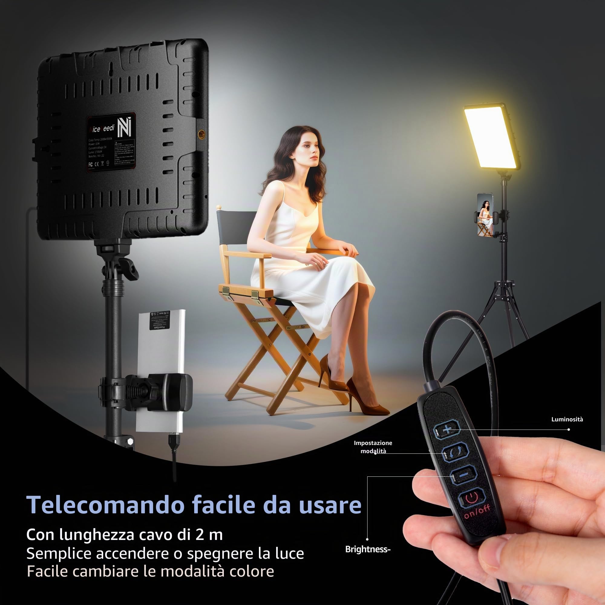 NiceVeedi Kit di 1 Luci Video a LED — immagine 6 di 10