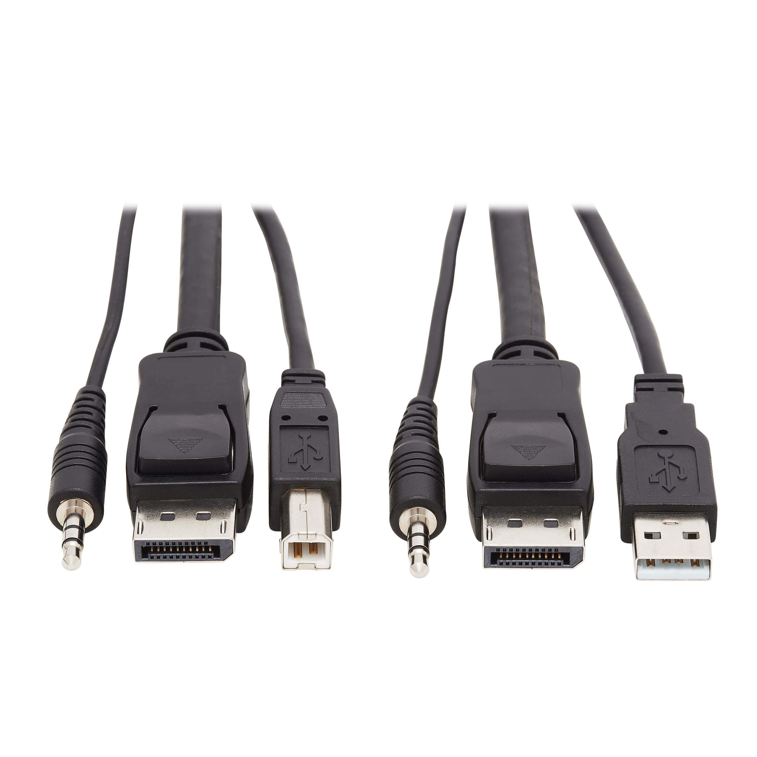 Tripp Lite DisplayPort KVM Cable Kit 3 in 1 4K USB 3.5 mm Audio 3xM/6ft (P783-006)-image-1