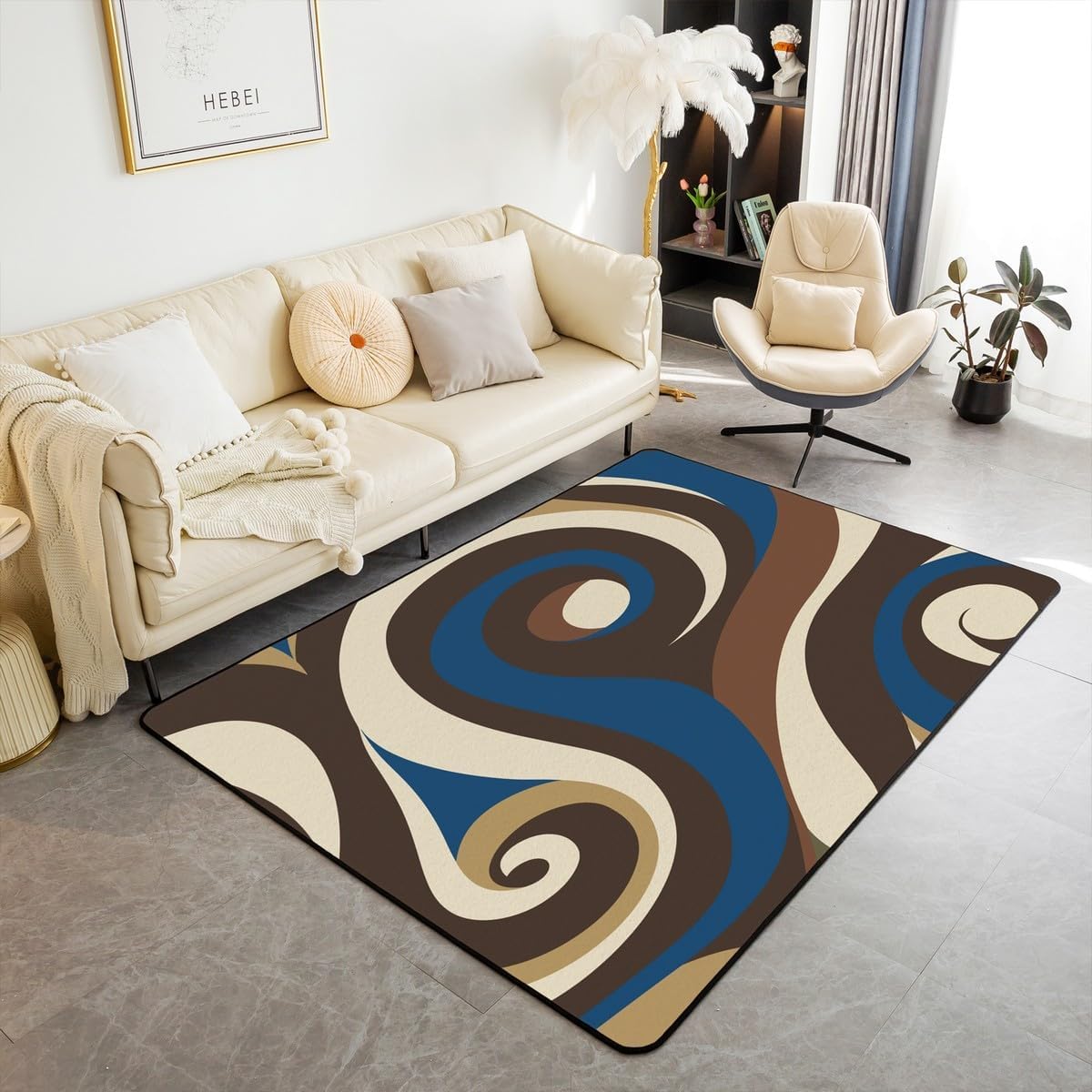 Tapis en flanelle géométrique abstraite 3D pour salon et chambre