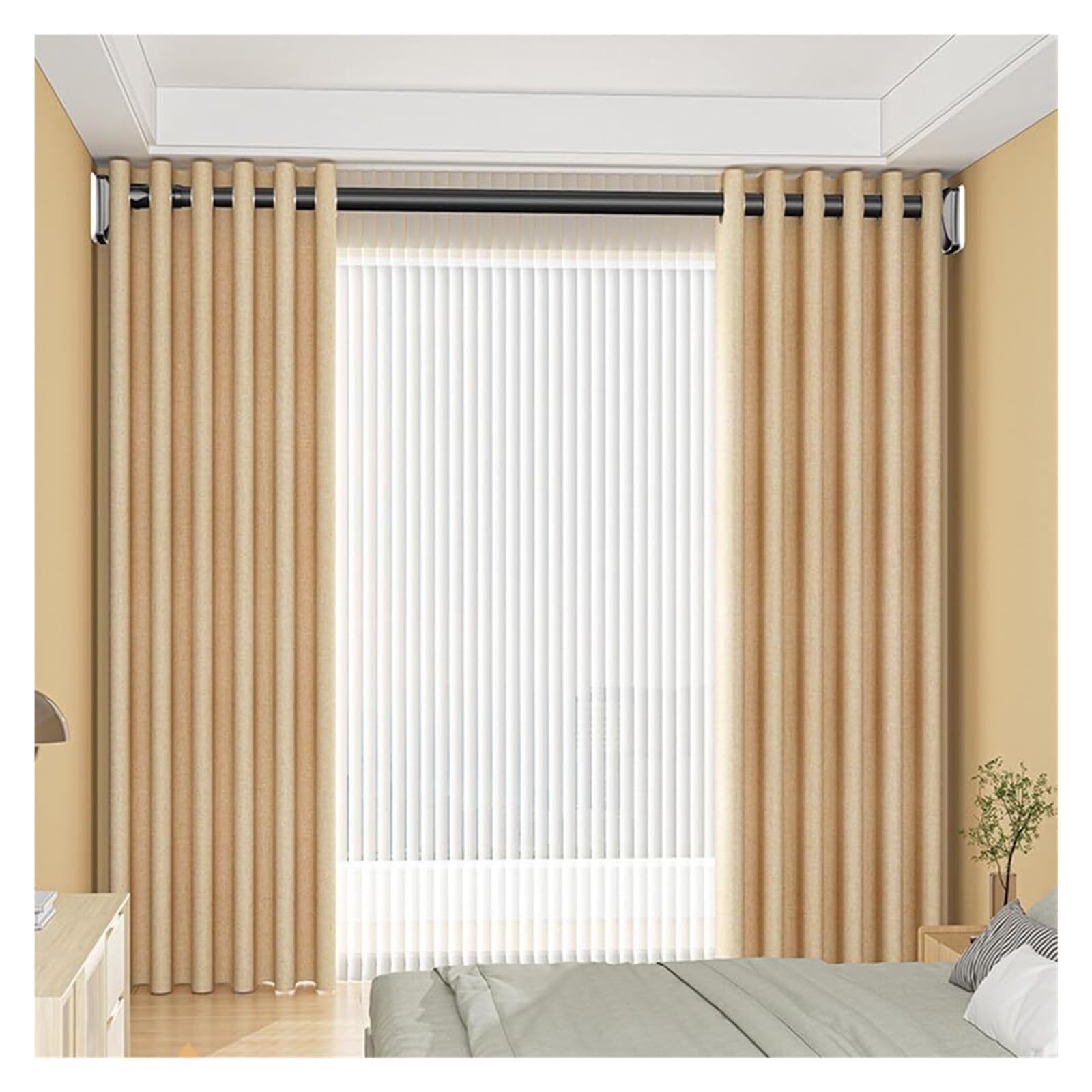 Spring Tension Shower Curtain Rod, Adjustable 16 to 196 Inch,Adjustable Telescopic Rods for Bathroom, Closet, Window(Silver,141-177in)