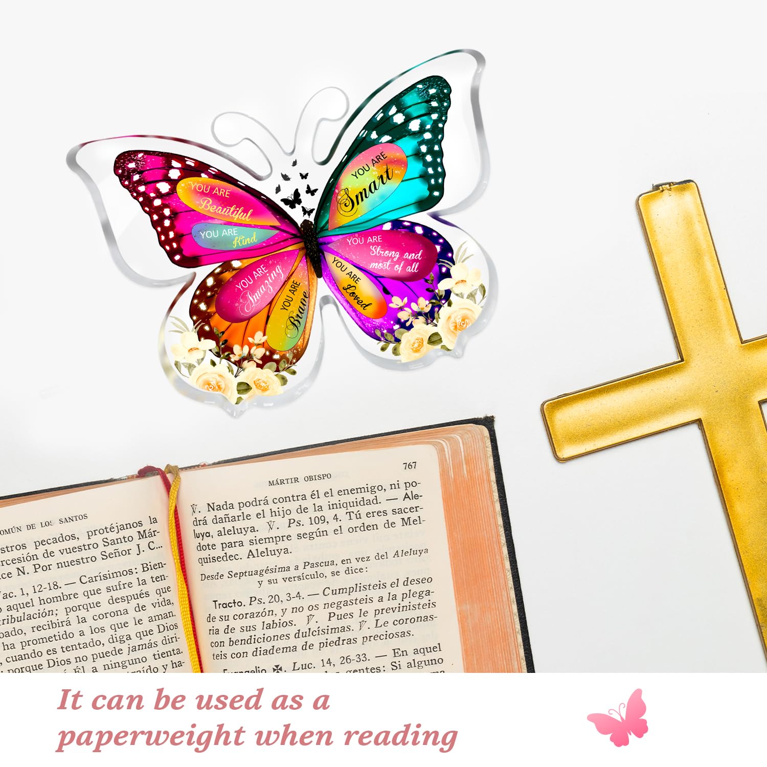 Positive Affirmation Desk Sign - 4x4 Inch Acrylic Motivational Quote With Butterfly Pattern, Wood Stand For Office & Home Decor - View #11