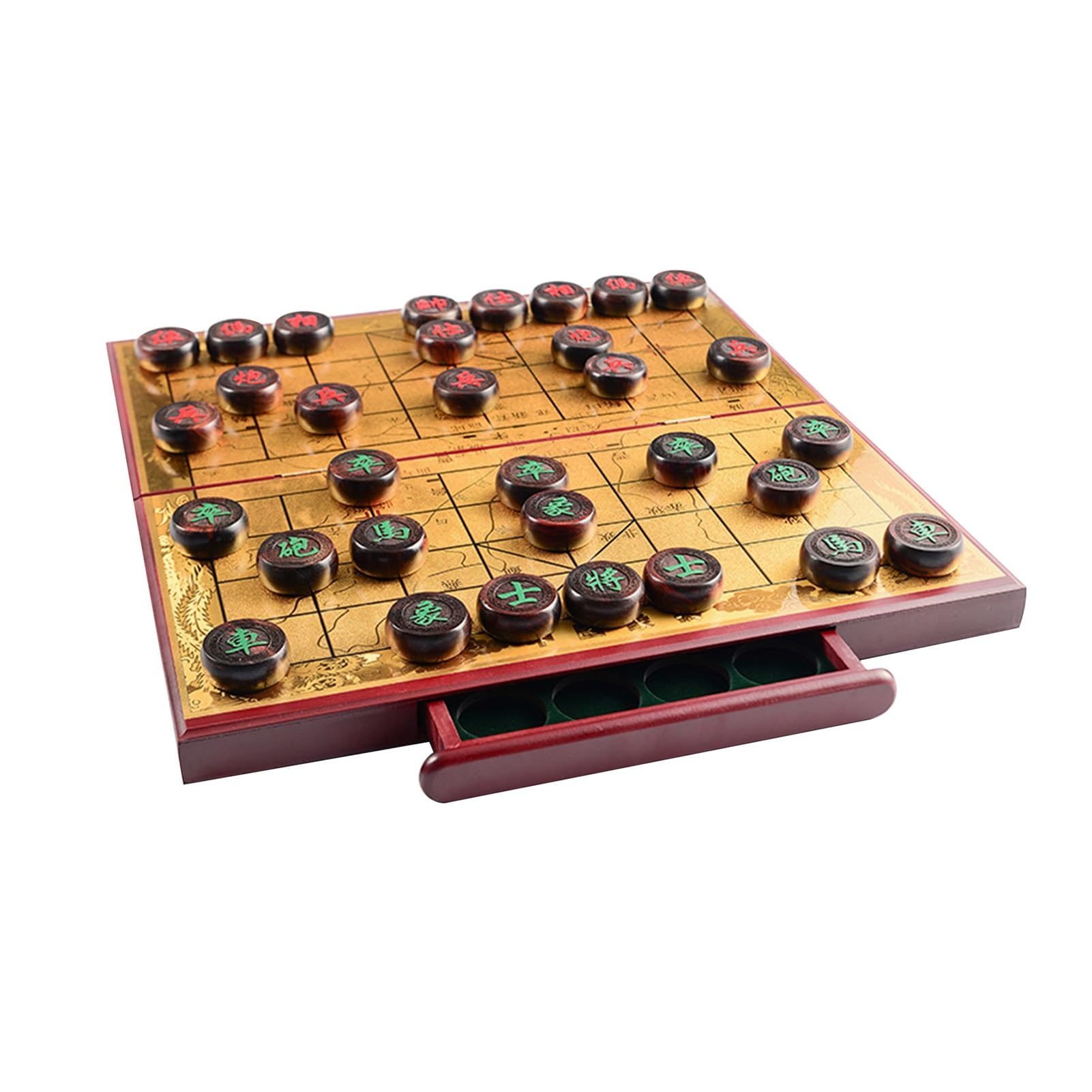 Juego de Mesa de Estrategia para 2 Jugadores, Juego de ajedrez Chino con Tablero Plegable y Piezas de Caoba, Juego de Viaje clásico Xiangqi (6 cm/2,4 Pulgadas)