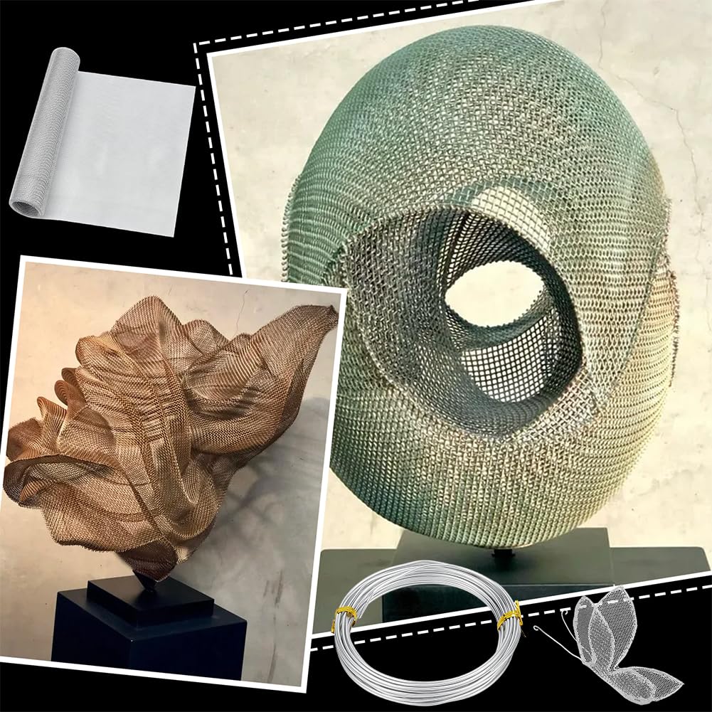OLYCRAFT 11.8 Inch by 9.8 Ft Aluminum Sculpting Wire Mesh 3x4mm Hole Aluminum Wire Mesh Roll with 15 Gauge Stainless Screen for Arts and Craft Metal Garden Screen Window