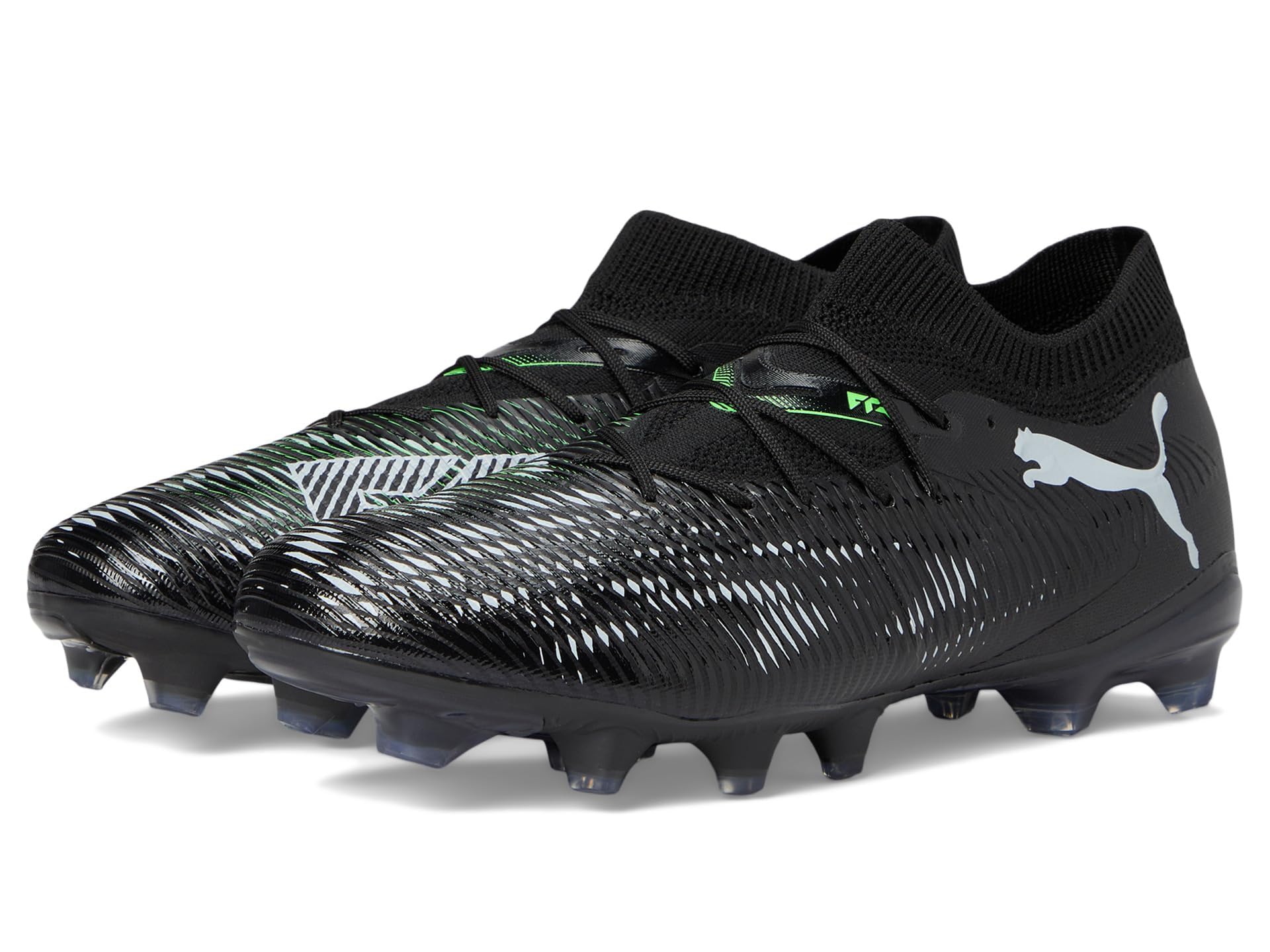 PUMA Men's Future 8 Match Firm, Artificial Ground Soccer Cleats Sneaker, Black-Cool Light Gray-Fluo Green, 10