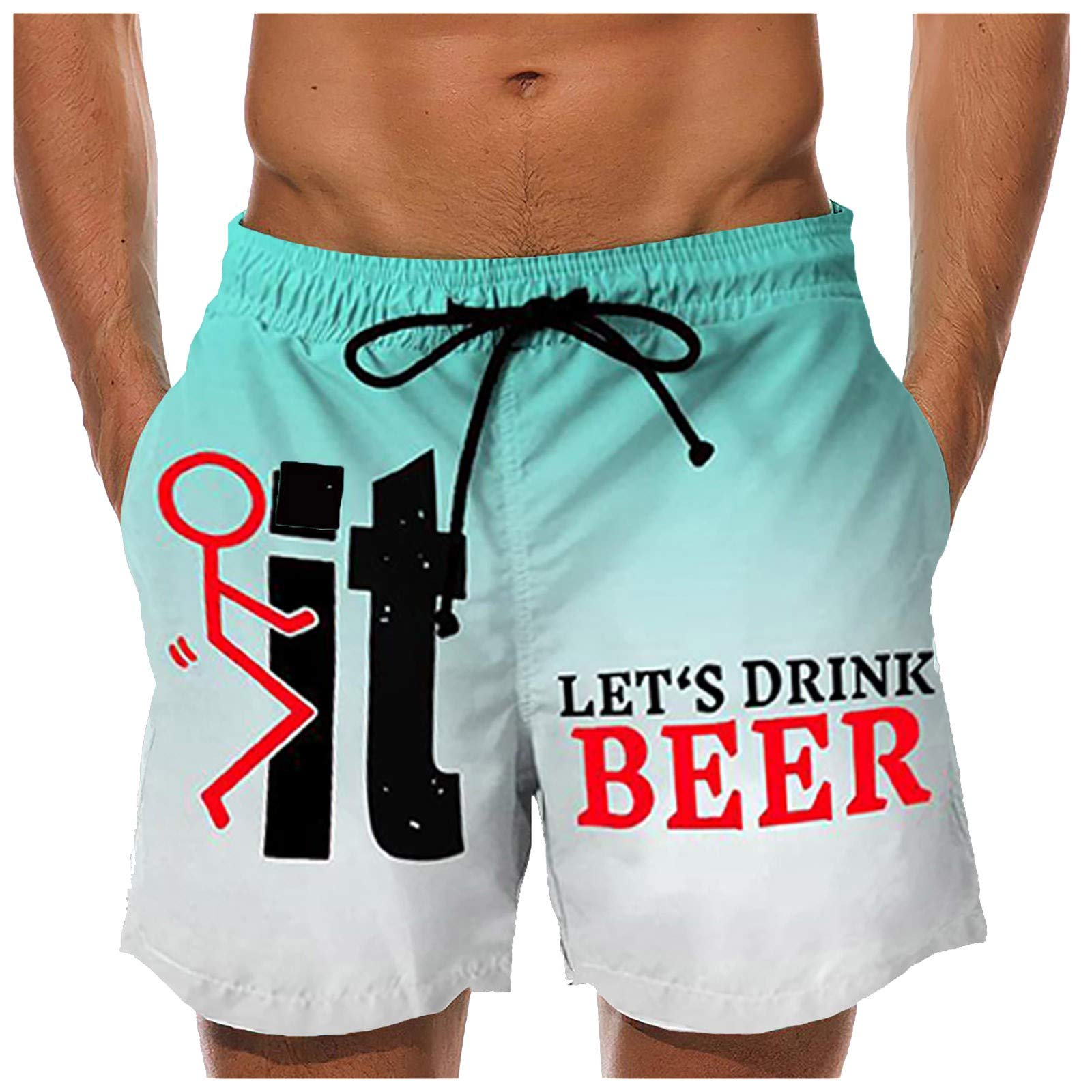 Banbry Men's Fashion Drawstring Shorts Men's Summer Beach Swim Trunks Fashion Print