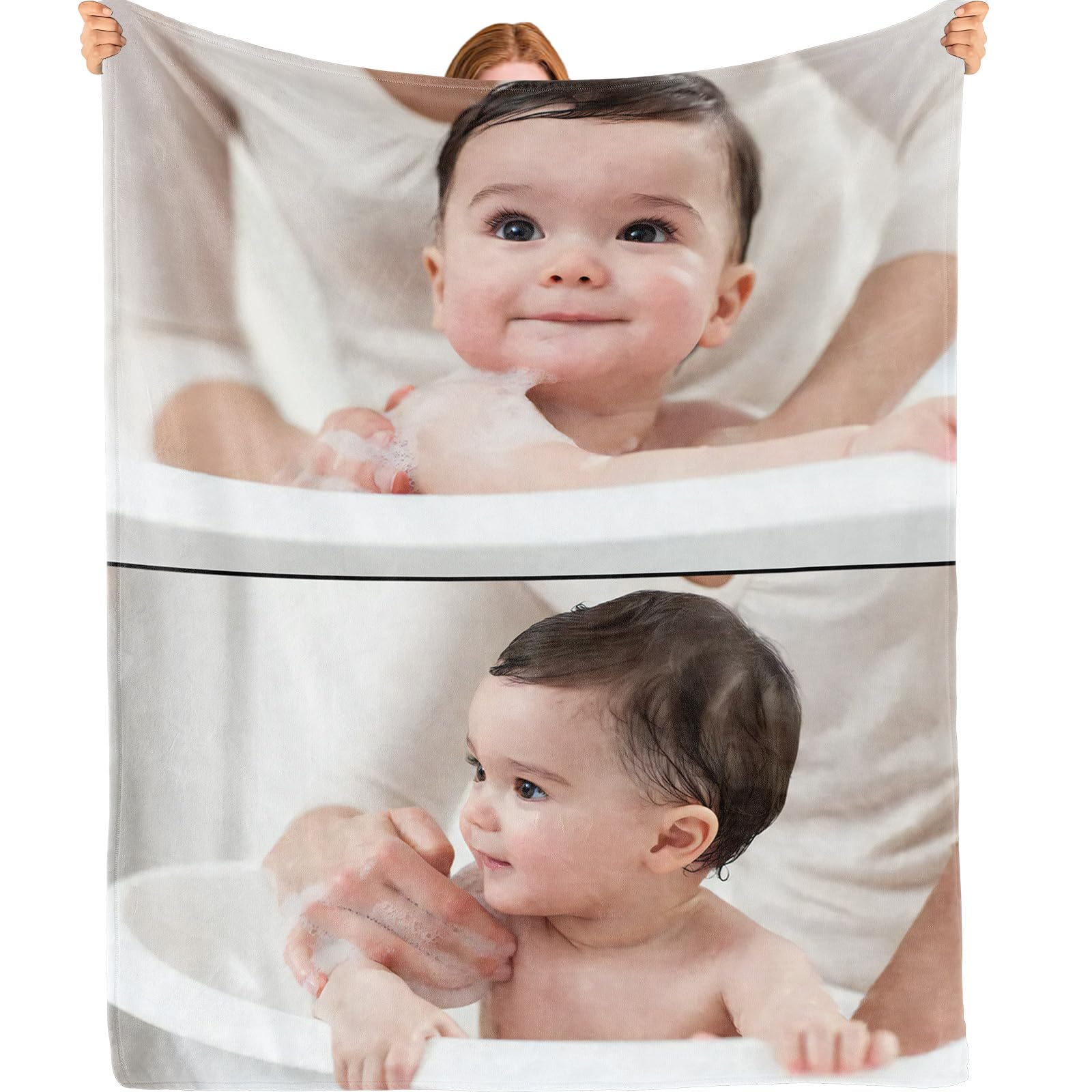 Bemaystar Manta Personalizada-Regalos Personalizados con Foto, Manta Sofa y Cama, Regalos Originales para Mujer, Hombre, Regalo Aniversario, Cumpleaños, San Valentín, Navidad(2 Fotos)