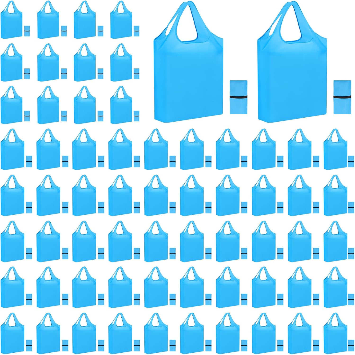 100 Pack Reusable Grocery Bags Bulk Polyester Shopping Bags Foldable Shopping Tote Pouch for Grocery 50 Lbs Washable(Black)