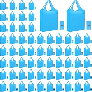 100 Pack Reusable Grocery Bags Bulk Polyester Shopping Bags Foldable Shopping Tote Pouch for Grocery 50 Lbs WashableBlue