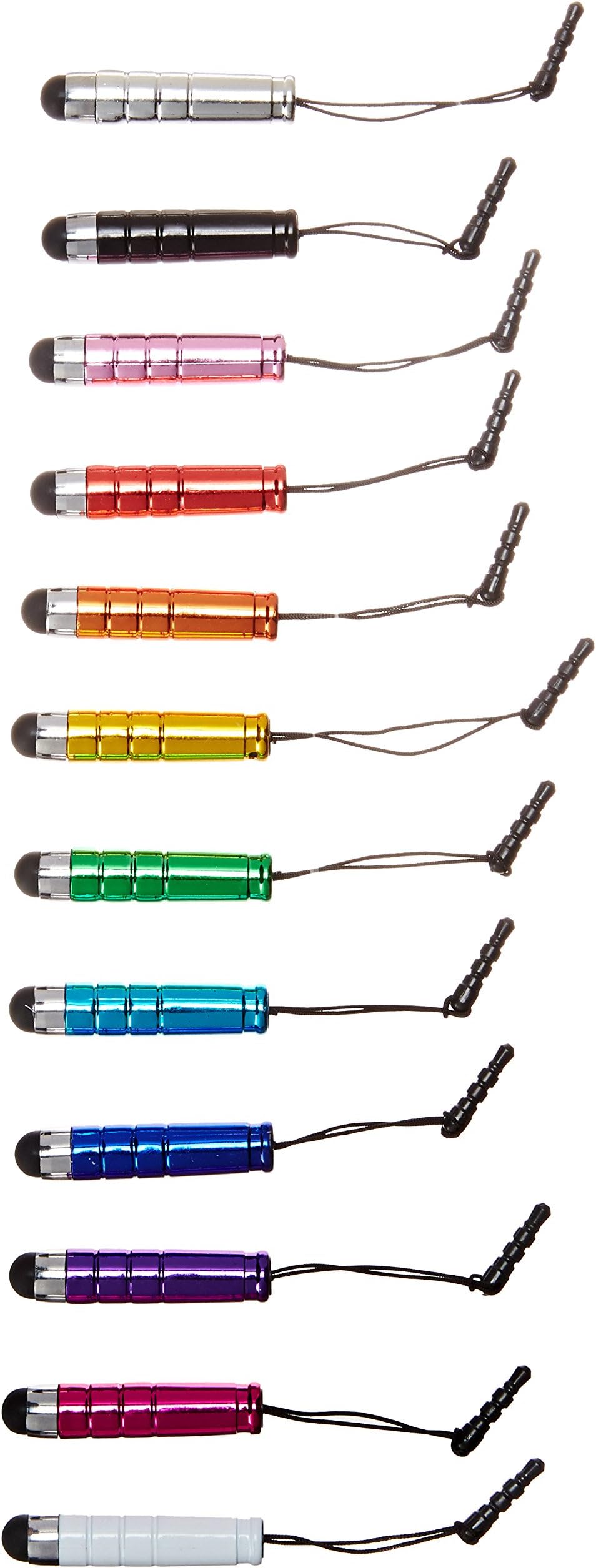 BlastCase Touch Stylus Pen for iPhone 5/4s/4/3GS, iPad 3/2, iPod Touch, Samsung, HTC, 12-Pieces - Non-Retail Packaging - Multi