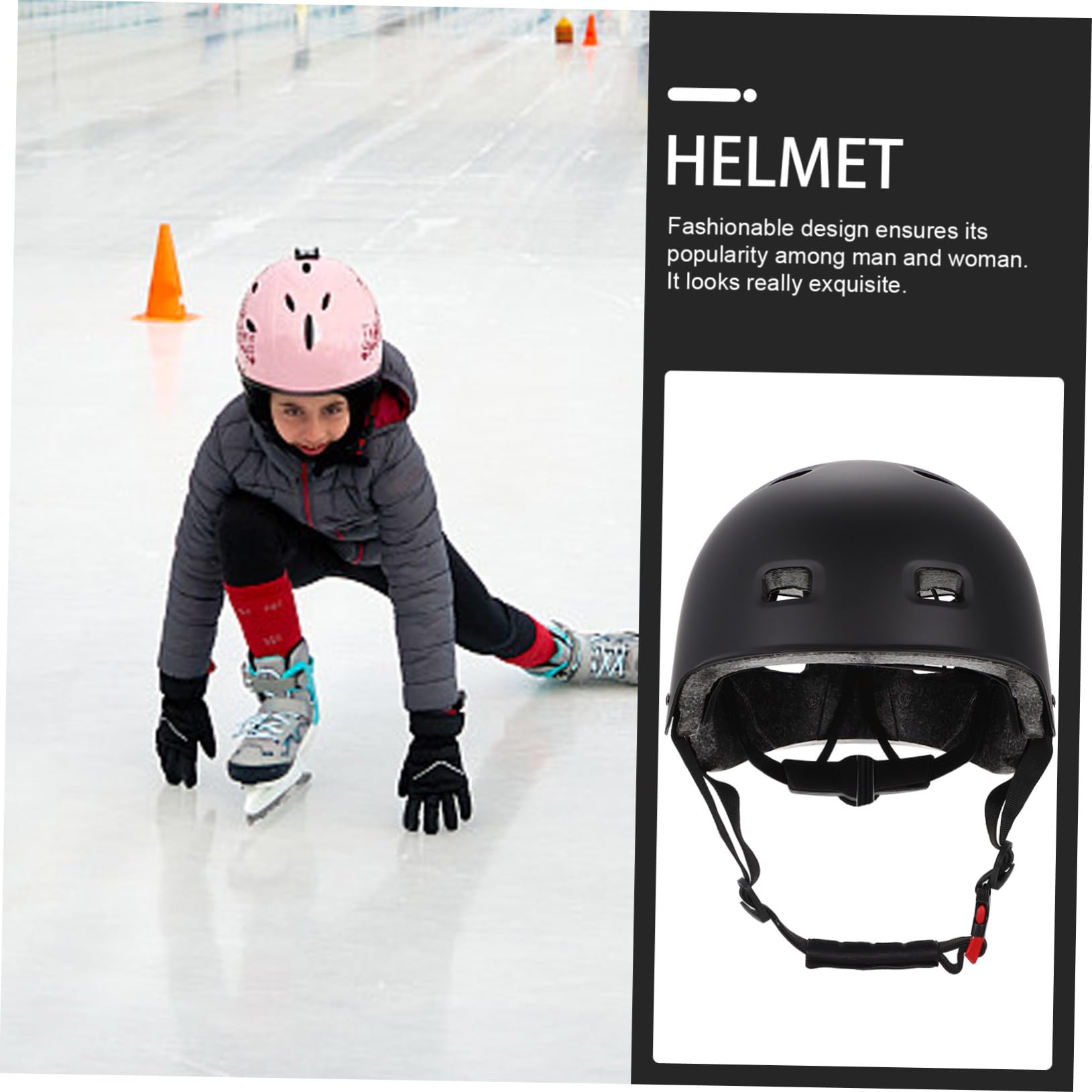 Casque de Skateboard Adulte Noir en Abs Léger et Respirant Design Moderne pour Sports de Plein Air et Cyclisme