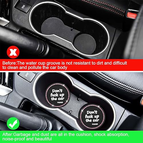 Miniatura 5 de Paquete de 2 posavasos brillantes para portavasos de automóvil con diamantes de imitación de 2.75 pulgadas, portavasos de silicona antideslizante