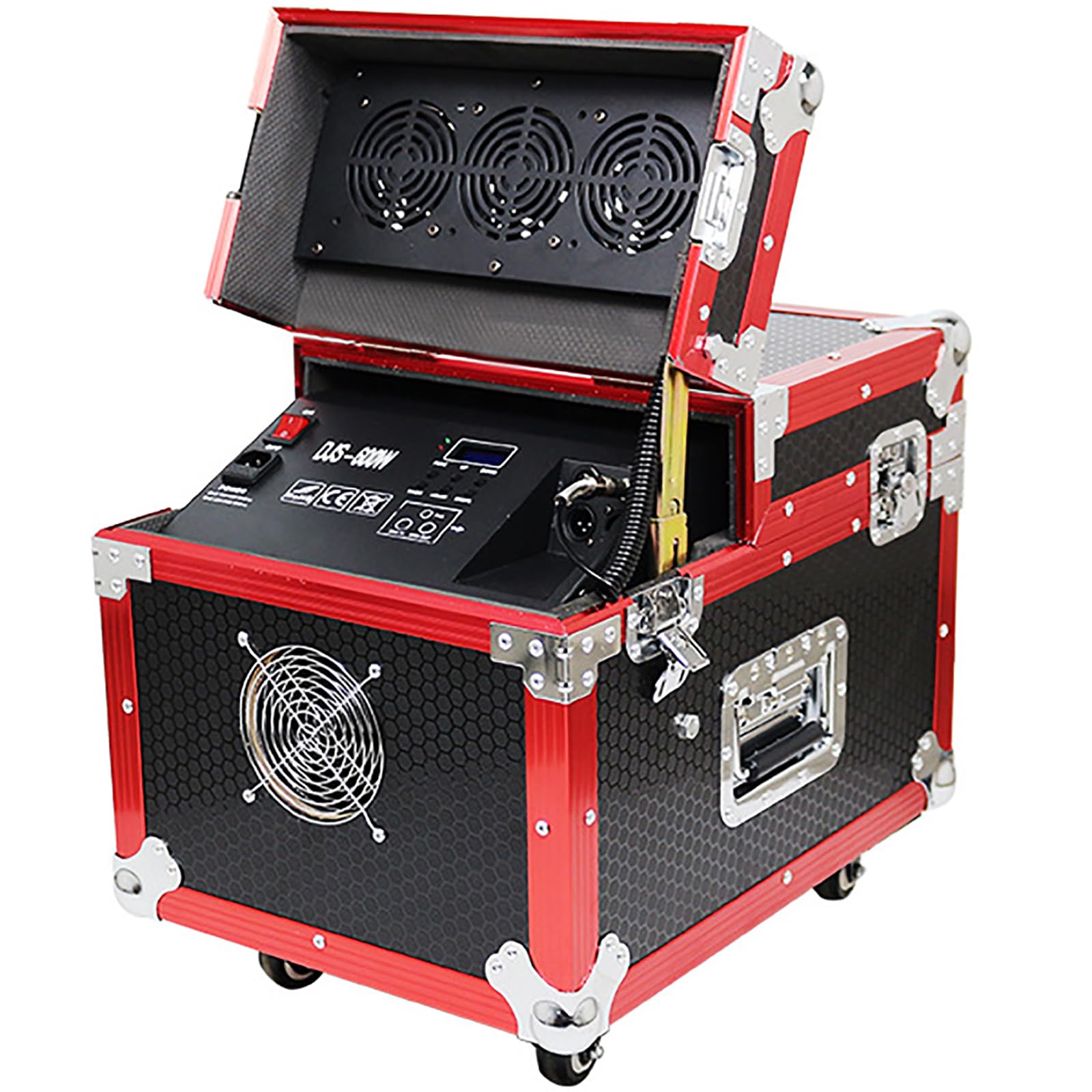 Wytwornica dymu o mocy 600 W, dwugłowicowa wytwornica mgły scenicznej, sterowana DMX 512 wytwornica mgły mgły z walizką transportową na scenę wesele klub srebrny(Red)